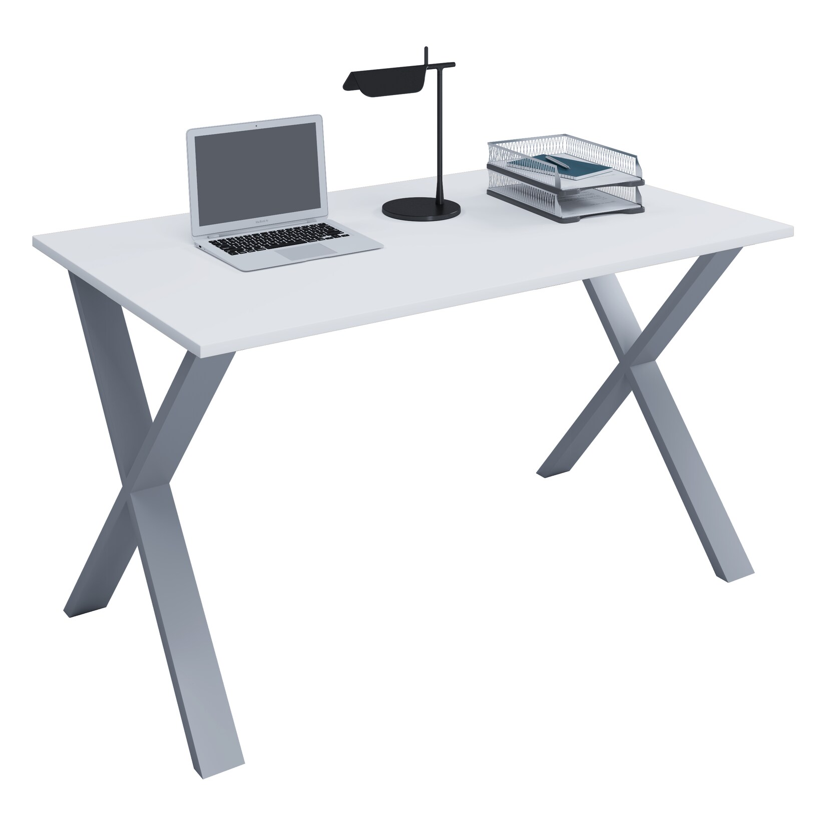 VCM Holz Schreibtisch H. 76 x B. 110 x T. 80 cm Computertisch schlicht Füße aus hochwertigem Metall Arbeitstisch Büromöbel - Lona X