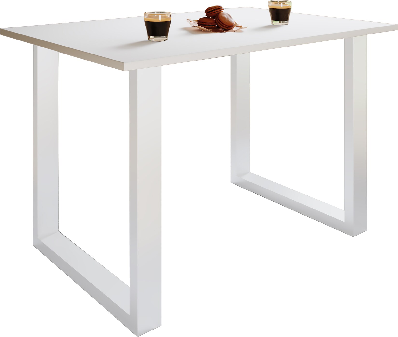 VCM Holz Schreibtisch H. 76 x B. 140 x T. 80 cm Computertisch schlicht Füße aus hochwertigem Metall Arbeitstisch Büromöbel - Lona U