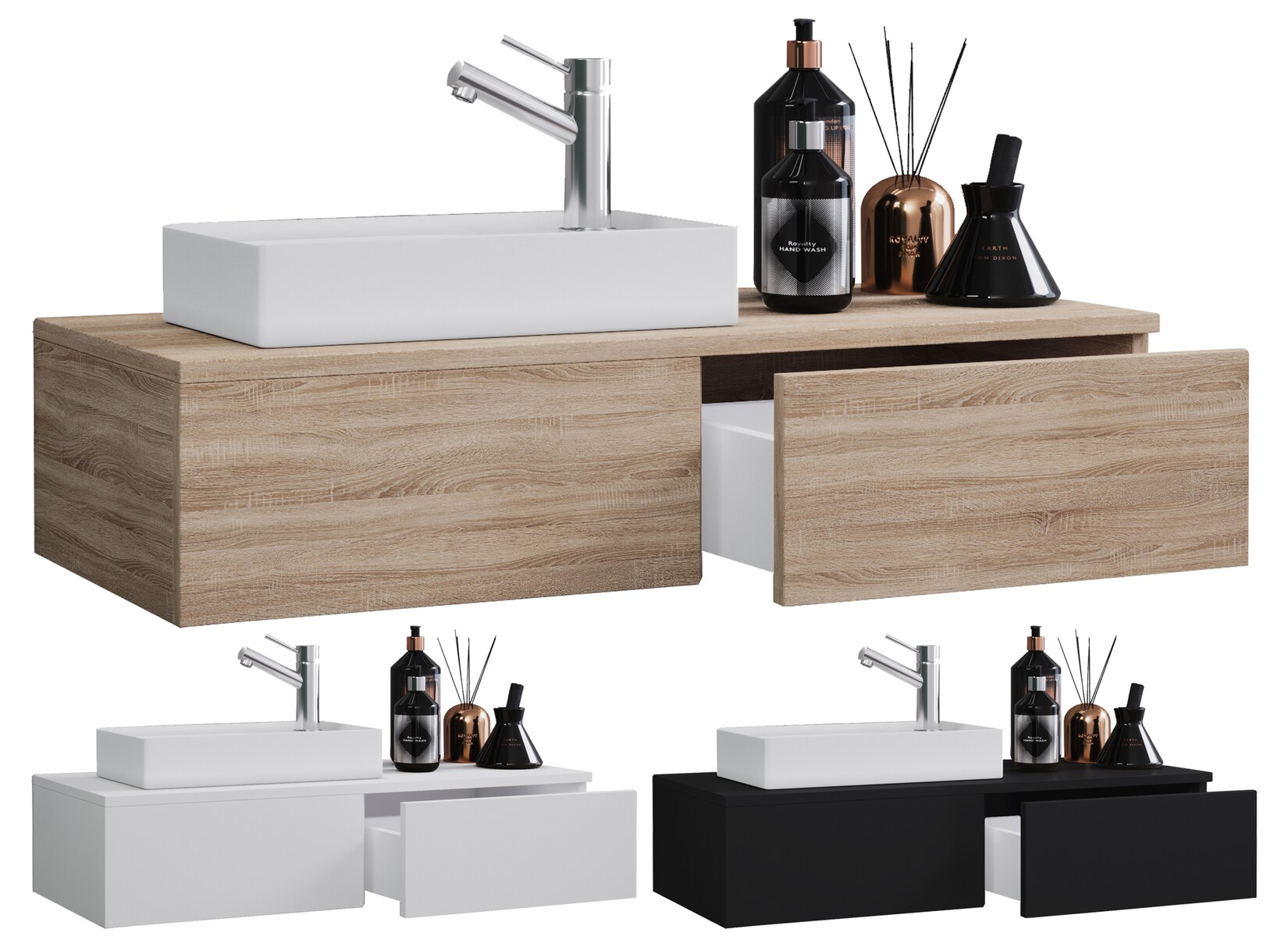 VCM 2-tlg Set Waschplatz für Gäste WC Gästebad Waschtisch Toilette Badmöbel Badezimmer Set - Gudas