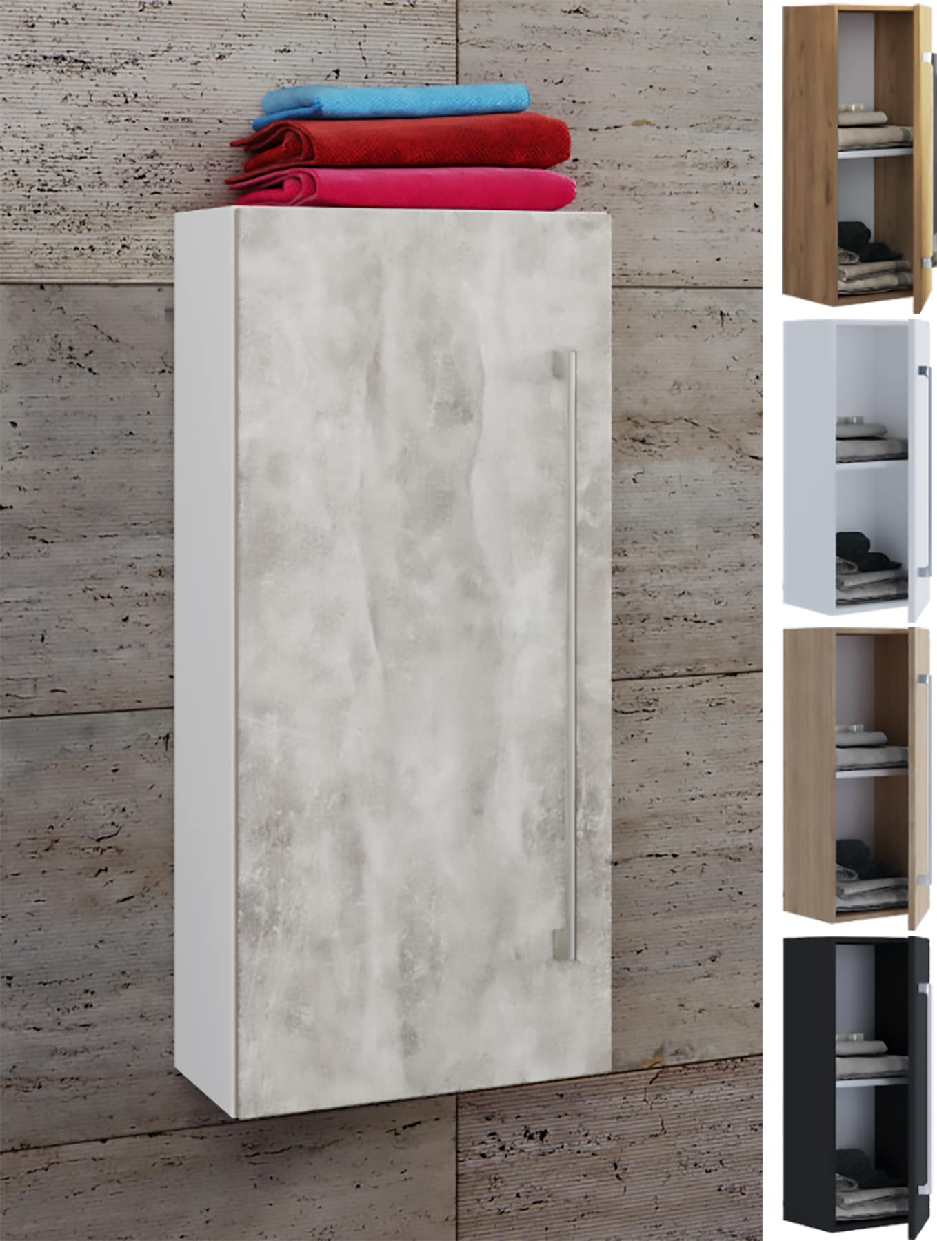 VCM Holz Holz Wandregal | Midischrank | Ma&szlig;e: H. 75 x B. 33 x T. 22 cm |  1 hohe T&uuml;r - Badinos D - Bild 1