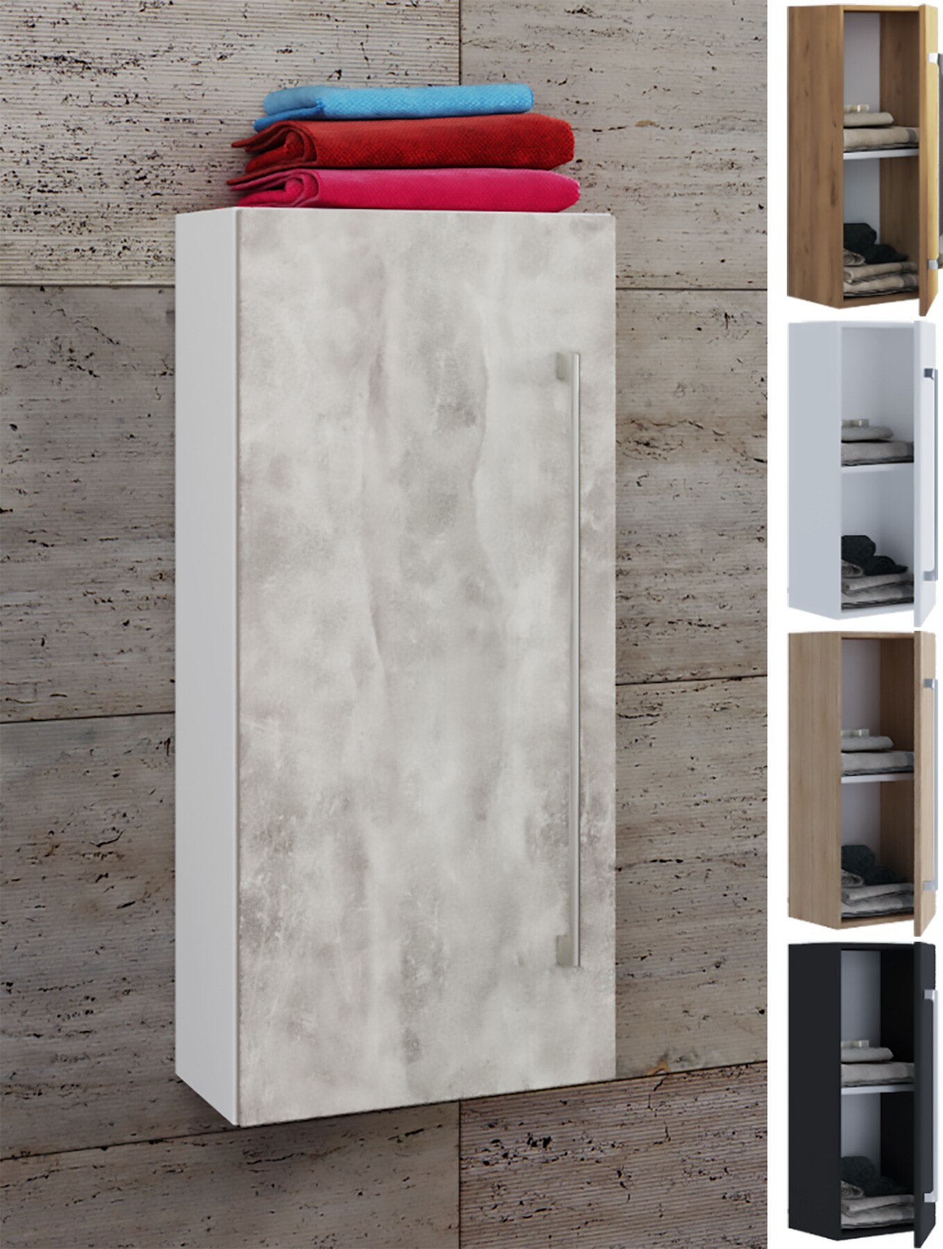 VCM Holz Holz Wandregal | Midischrank | Ma&szlig;e: H. 75 x B. 33 x T. 22 cm |  1 hohe T&uuml;r - Badinos D - Bild 1