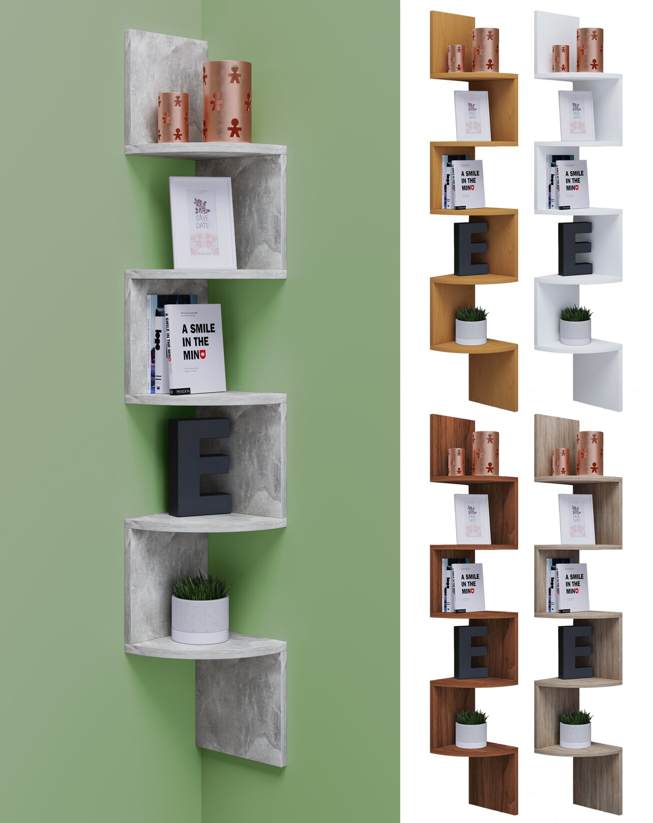 VCM Holzregal hängend   platzsparendes Regal   Maße:  H. 123 x B. 20 x T. 20 cm   Elegantes Regal hängend   Aufbewahrungsregal   Bücherregal   Wandregal – Mintis | 04051814384301