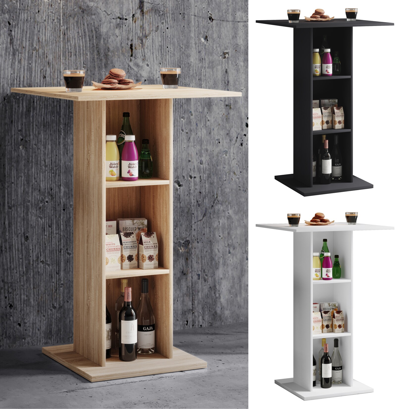 VCM Holz Bartisch   Stehtisch   Maße ca. H. 108 x 70 x 70 cm   hoher Tisch – Standos | 04051814384387