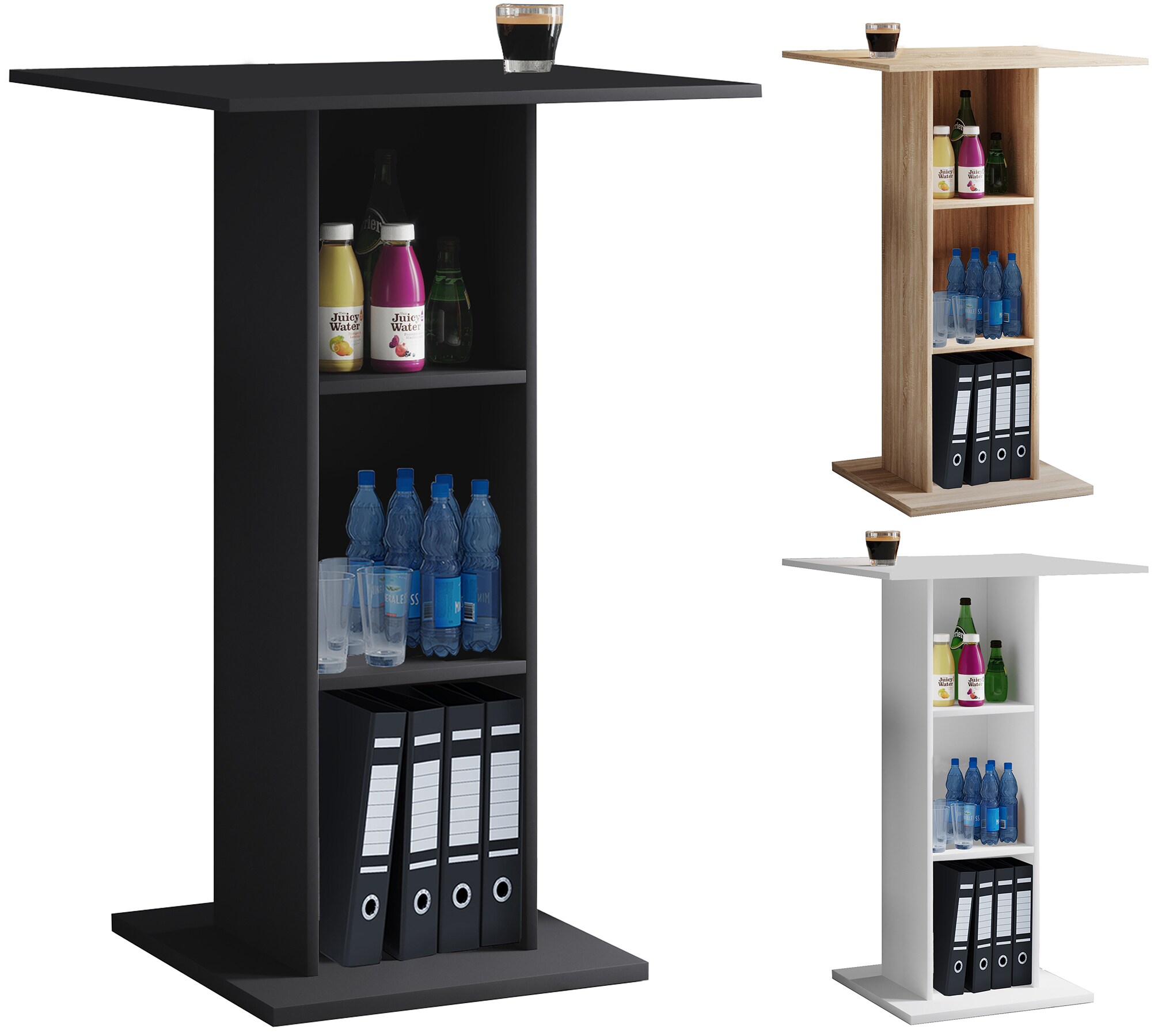 VCM Holz Rednerpult | Ma&szlig;e ca. H. 108 x B. 70 x T. 70 cm | Stehpult mit drei gro&szlig;en F&auml;chern | Stehtisch - Bofus - Bild 1