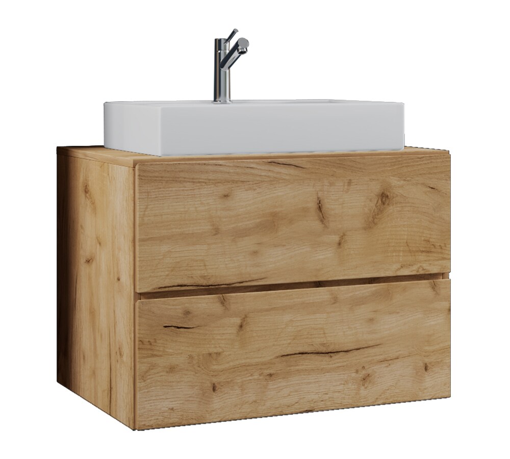 VCM 2-tlg. Waschplatz Waschtisch Waschbecken Unterschrank Breite 80 cm Badmöbel Set mit Schubladen Lendas