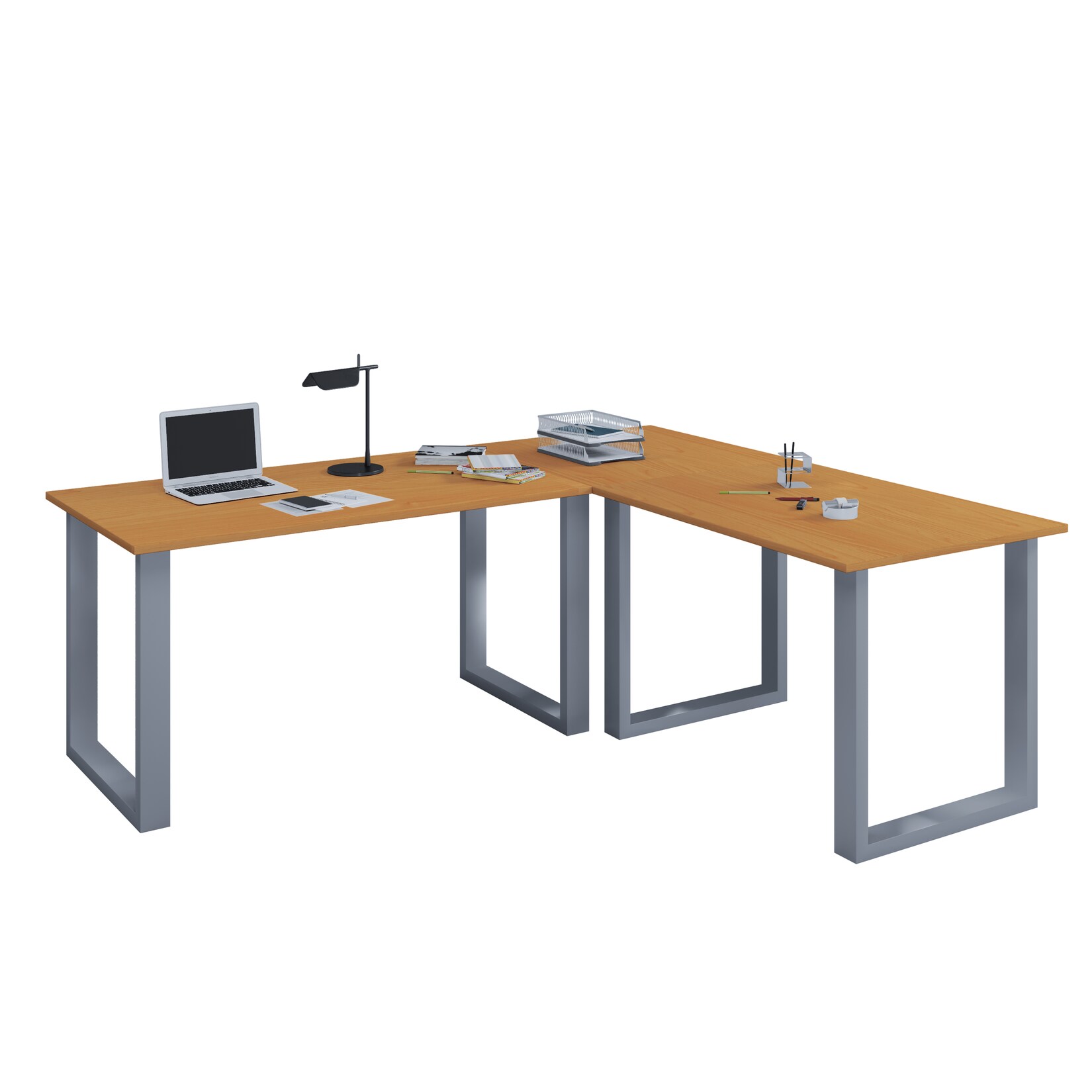 VCM VCM Holz Schreibtisch Eckschreibtisch schlicht 130x130 L Form links oder rechts Arbeitstisch Platte 50 cm tief Computertisch Büromöbel - Lona U