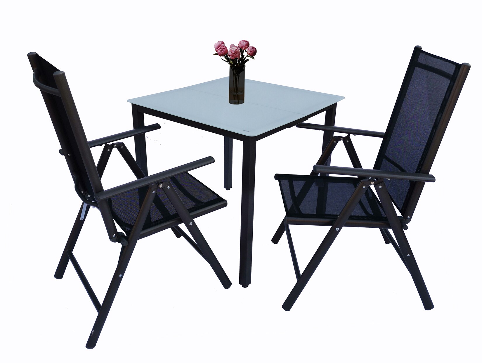 3 tlg. Gartenmöbel Set   Sitzgruppe Essgruppe   1x Tisch, 2x Stühle   Tisch Maße ca. H. 76 x B. 80 x T. 80 cm   Stühle 80 MA