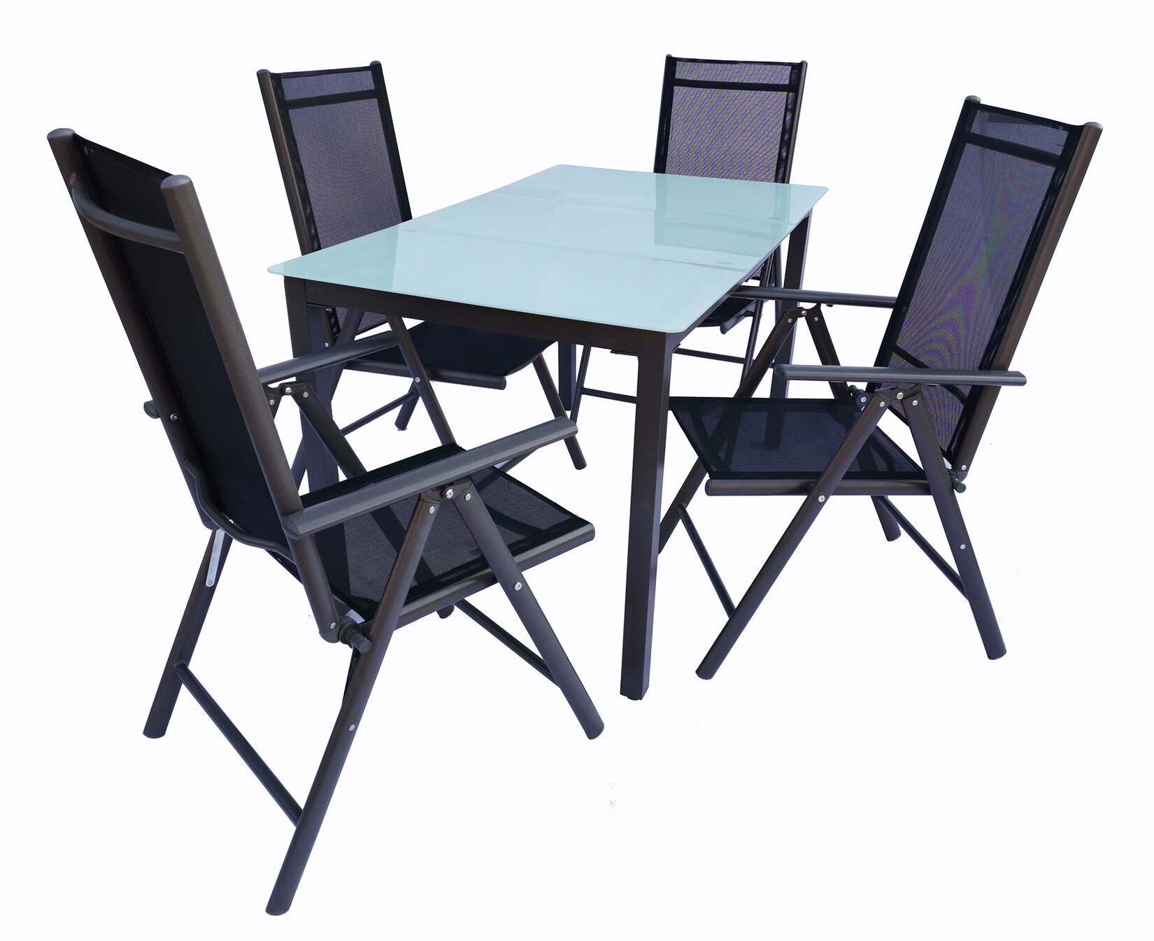 VCM 5 tlg. Gartenmöbel Set Sitzgruppe Essgruppe 1x Tisch, 4x Stühle Tisch Maße ca. H. 76 x B. 140 x T. 80 cm Stühle 140 MA Miami