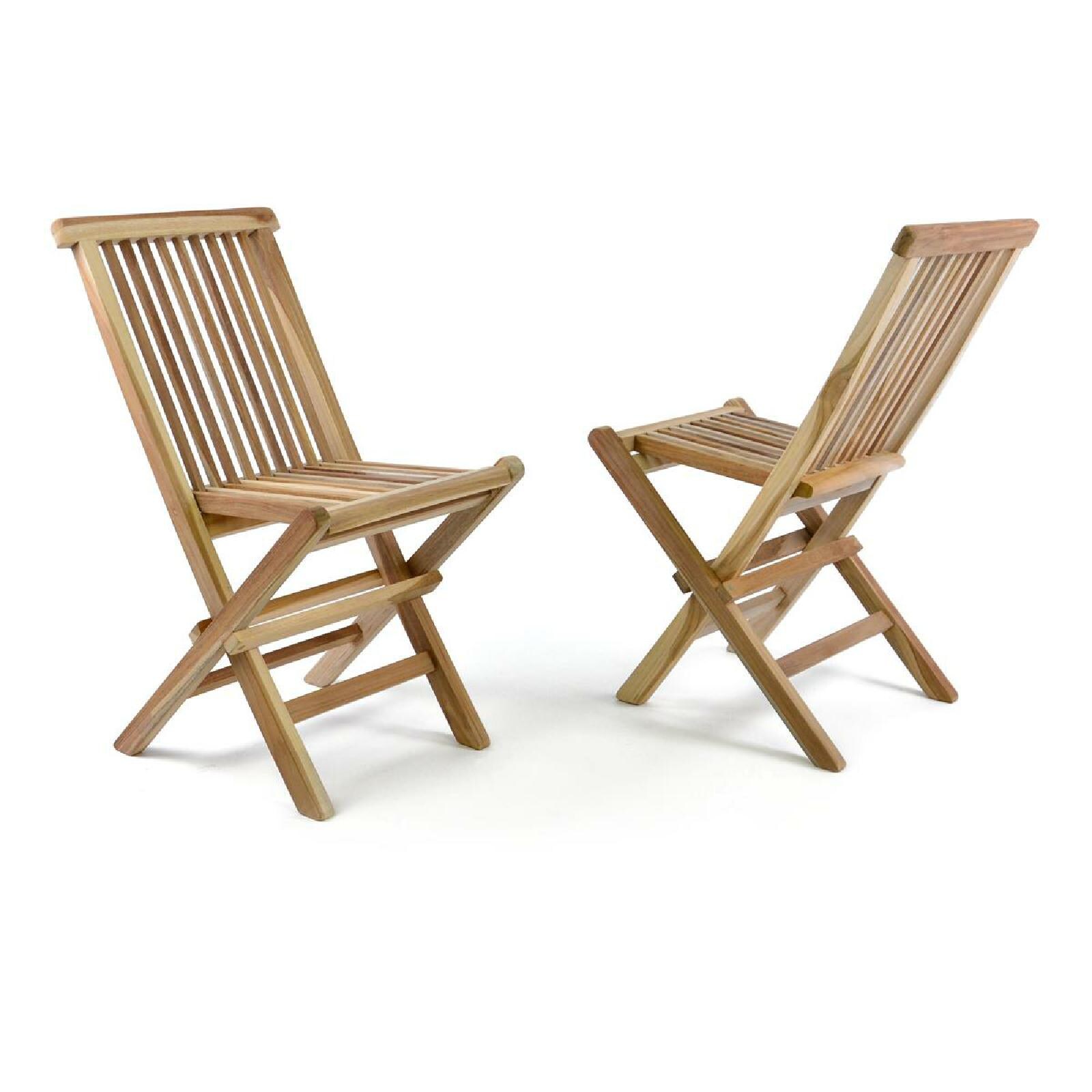 VCM 2er Set Kinder Klappstuhl Gartenstuhl Teak Holz behandelt Maße H. 60 x B. 30 x T. 40cm