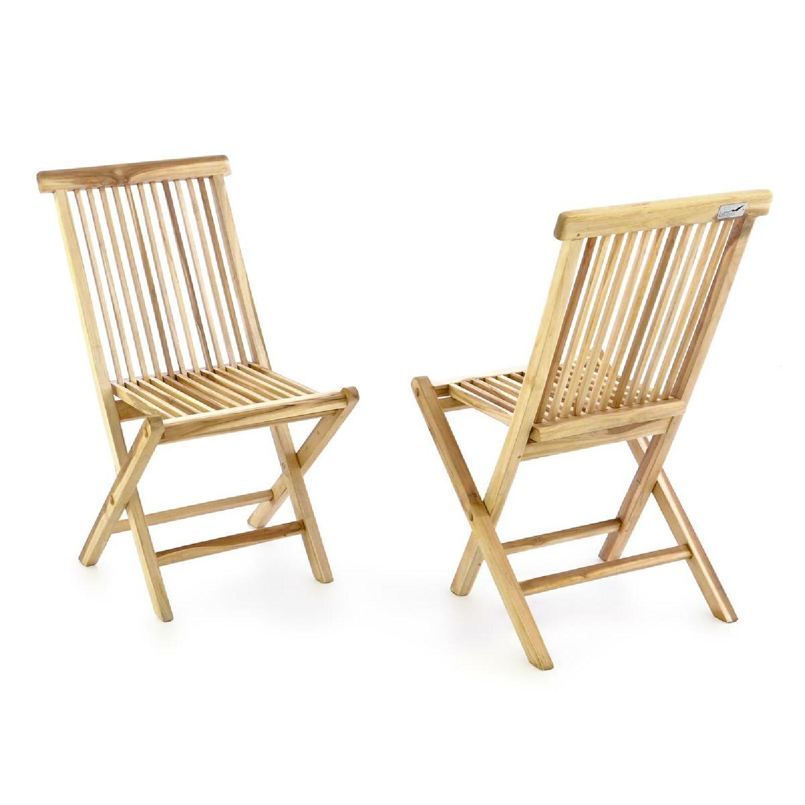 VCM 2er Set Holzstuhl Gartenstuhl Terrasse Stuhl klappbar Teak Holz natur Maße B. 46x H. 89 xT. 62cm