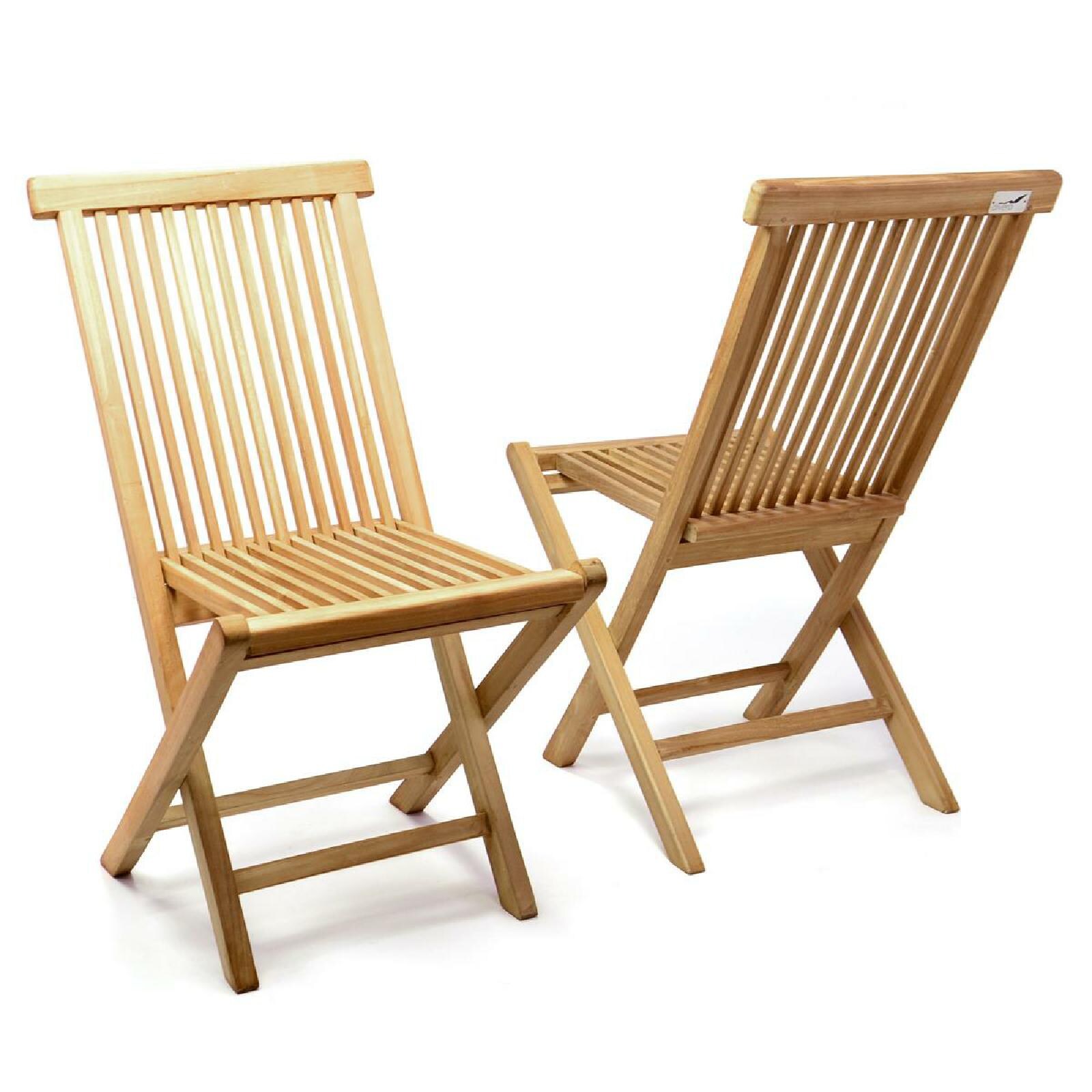 VCM 2er Set Gartenstuhl Teak Holz behandelt klappbar Holzstuhl Balkonstuhl Maße B. 46 x H. 89 x T. 62cm