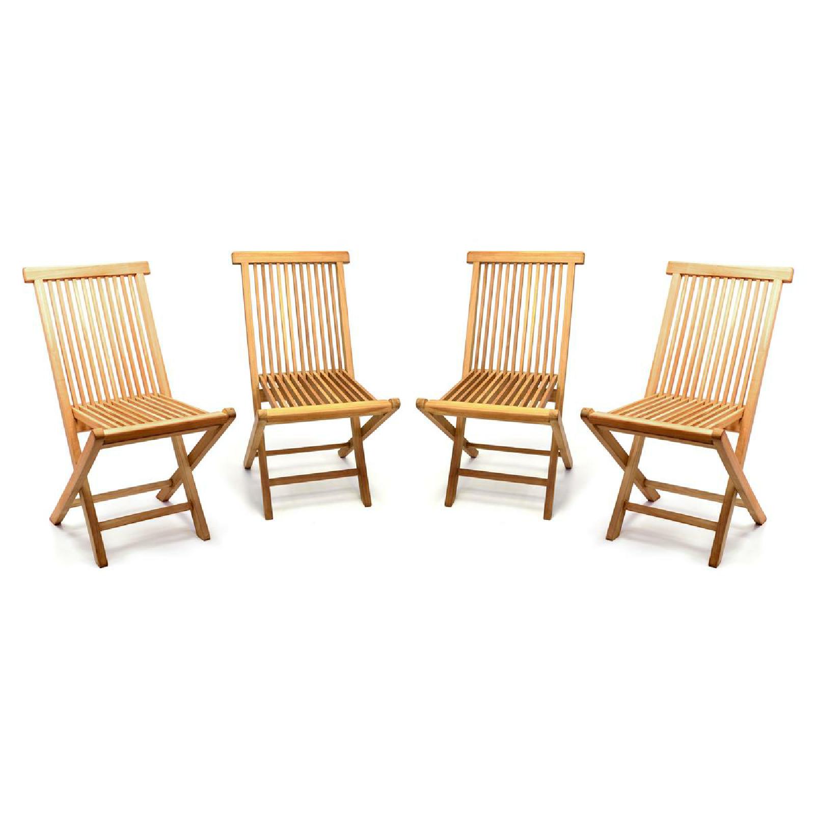 VCM 4er Set Gartenstuhl | Teak Holz behandelt | klappbar | Holzstuhl Balkonstuhl |  Ma&szlig;e B. 46x H. 89x T. 62 cm - Bild 1