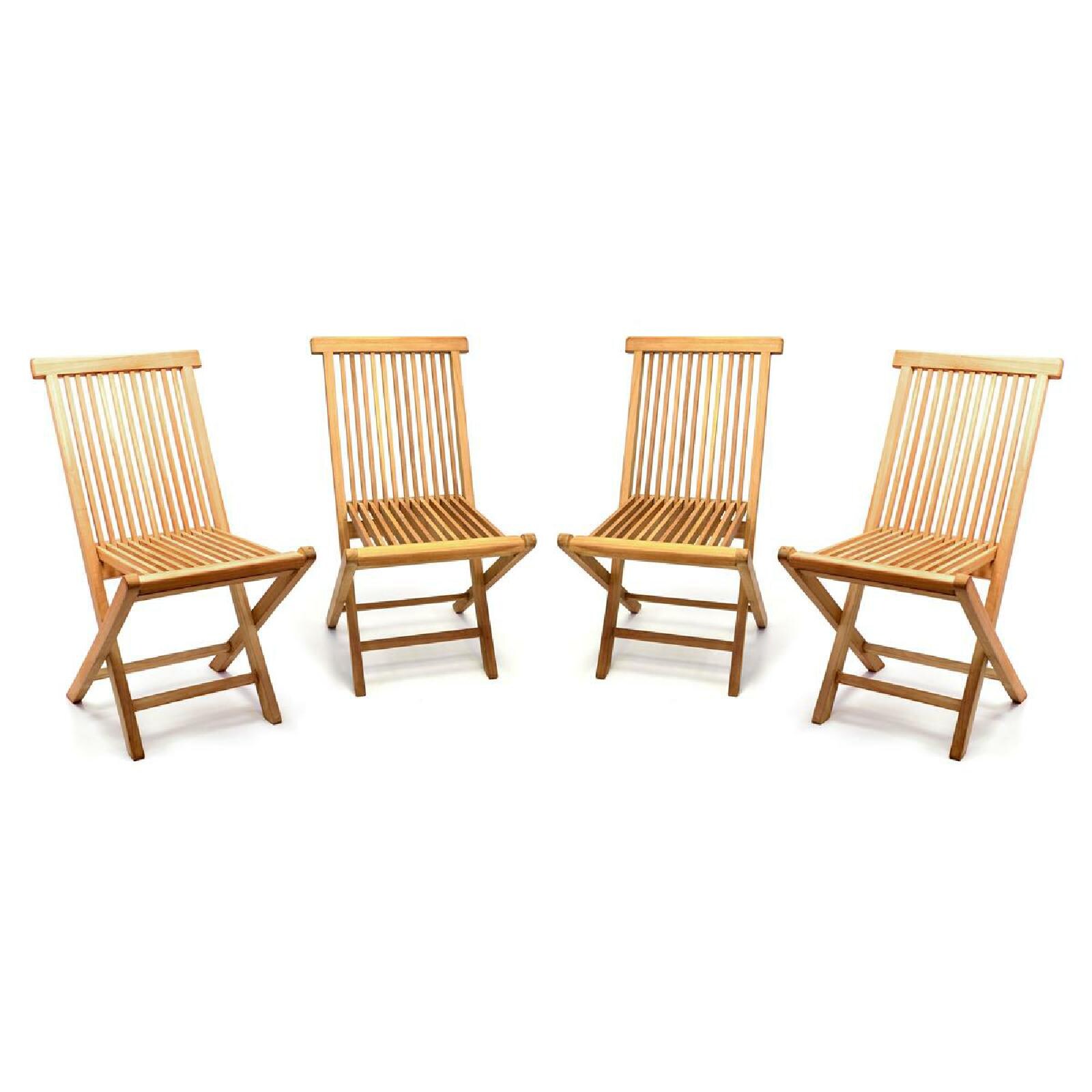 VCM 4er Set Gartenstuhl   Teak Holz behandelt   klappbar   Holzstuhl Balkonstuhl    Maße B. 46x H. 89x T. 62 cm | 04051814388712