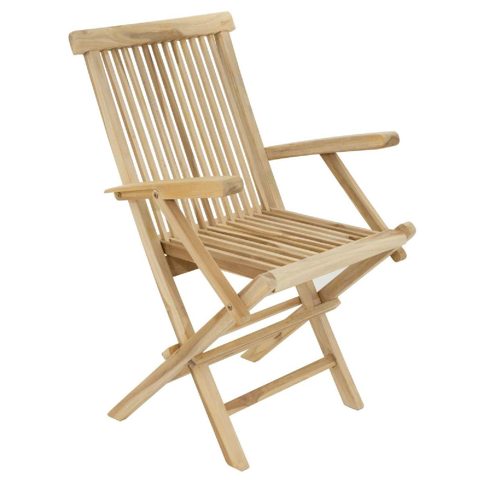 VCM 4er Set Gartenstuhl | Klappstuhl | Hochlehner | Armlehnen | Teak Holz natur |  Ma&szlig;e H. 89 x B. 57 x T. 62 cm - Bild 1
