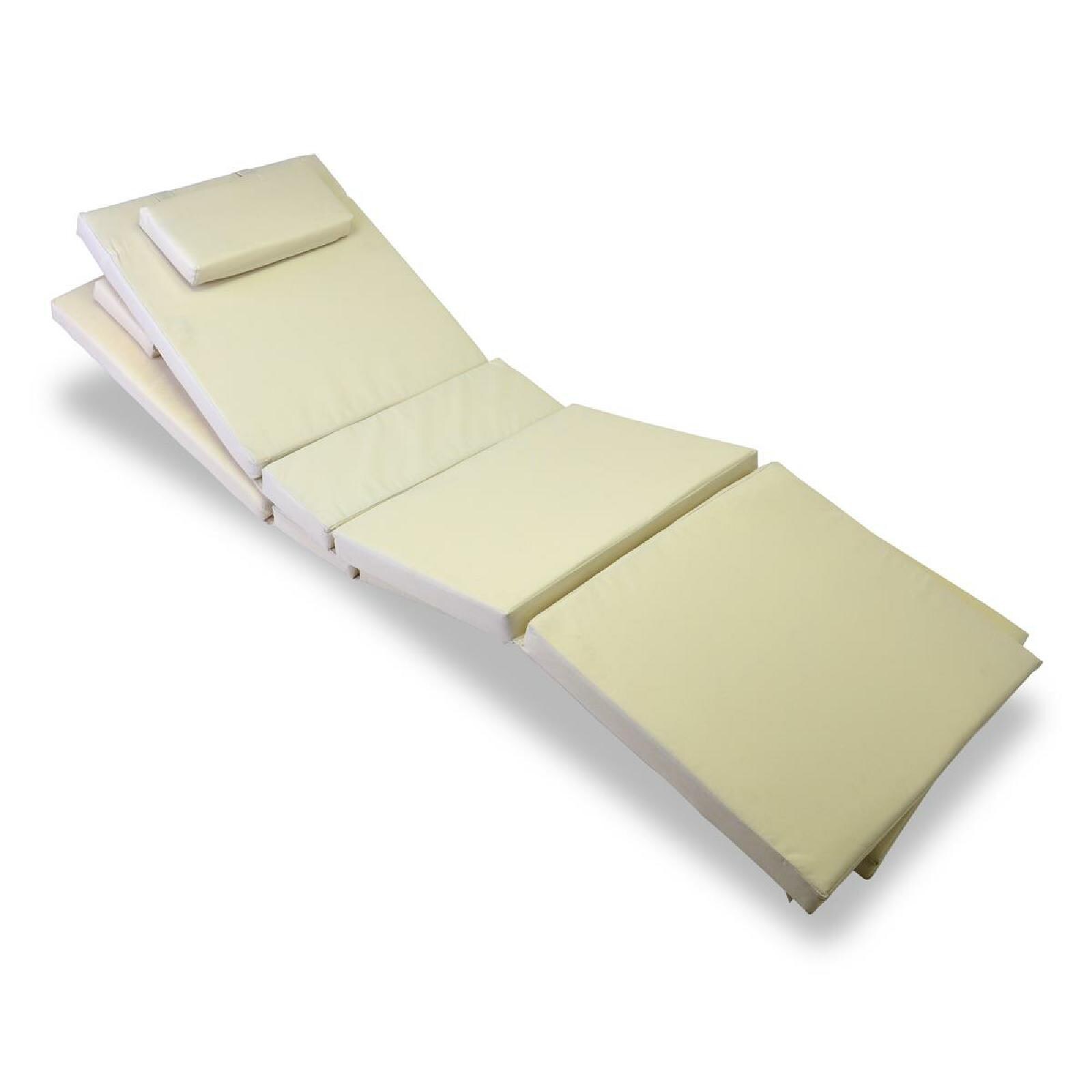 VCM 2er Liegenauflage Polster f&uuml;r Gartenliege | 4 Segmente Kopfkissen | Creme - Bild 1