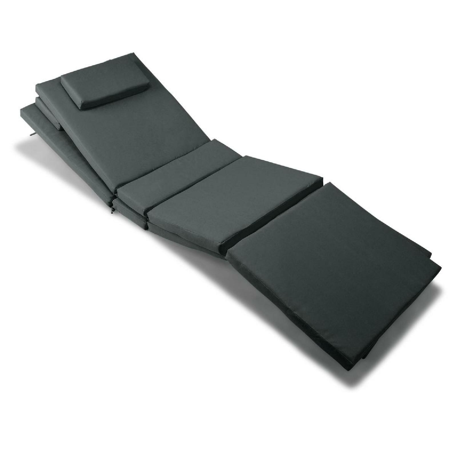 VCM 2er Liegenauflage Polster f&uuml;r Gartenliege | 4 Segmente Kopfkissen | Anthrazit - Bild 1
