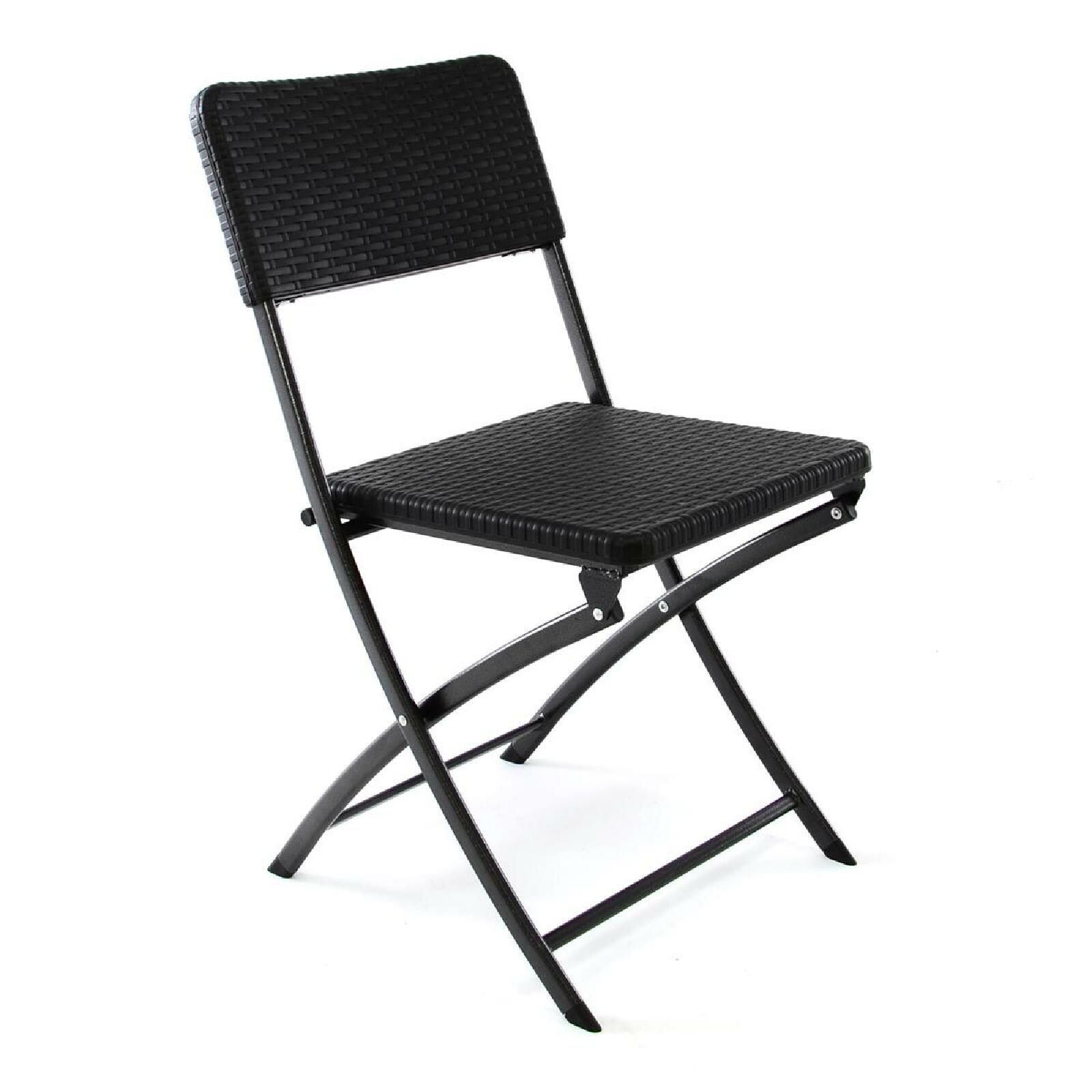 VCM Gartenstuhl Balkonstuhl Klappstuhl schwarz in Rattan-Optik Maße Sitzfläche: 40 x 38 cm Lehne: 22 x 43 cm
