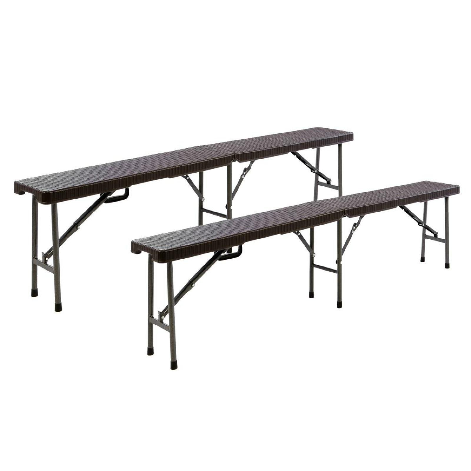 VCM 2er Set | Klappbank in Rattan-Optik | Partybank | Ma&szlig;e ca. 180x25x43 cm | Bierbank | Belastbarkeit: bis 200kg - Bild 1