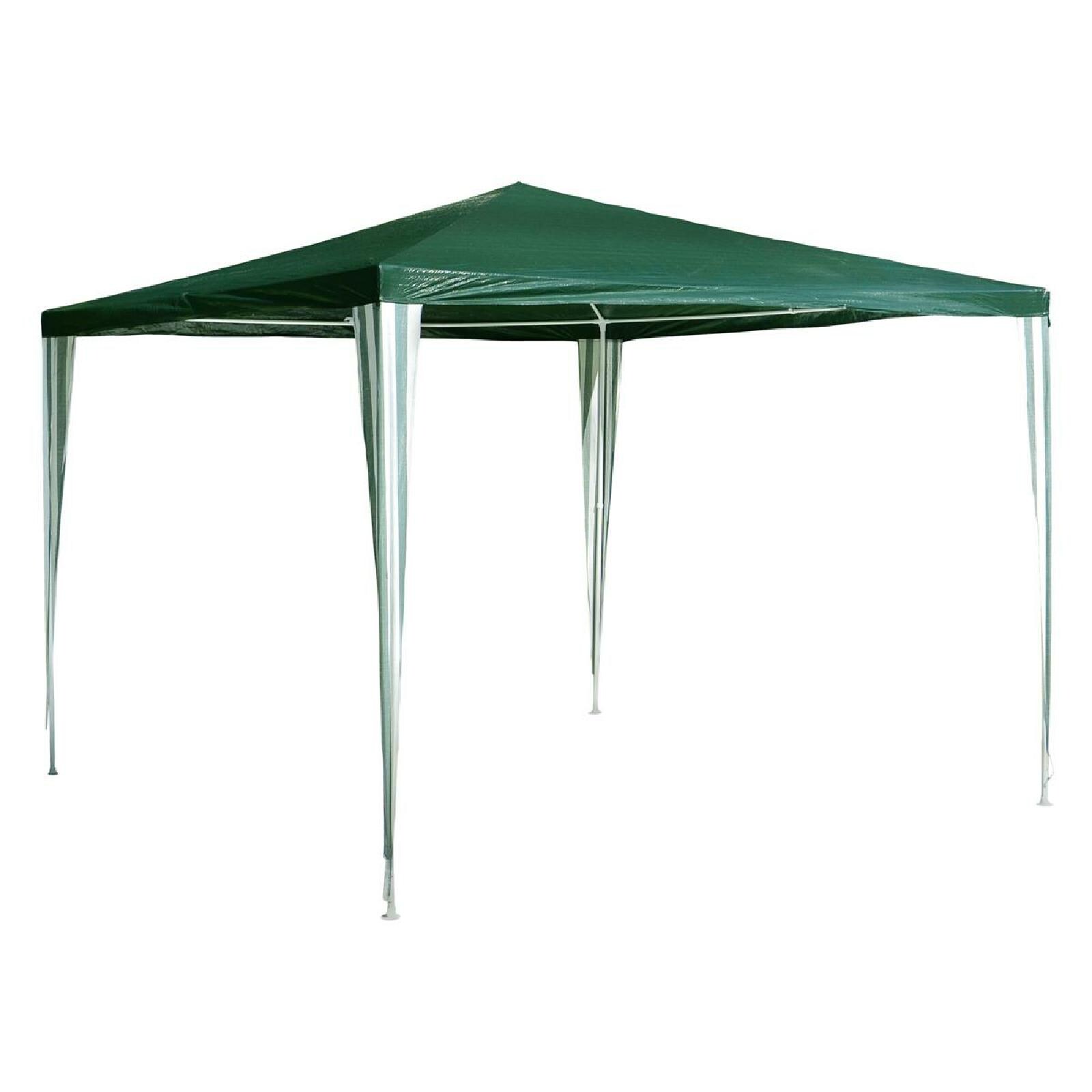 VCM Pavillon Maße ca. 3x3 m wasserabweisende 110g / m² PE Plane Partyzelt Gartenzelt mit Stahlgestell Festivalzelt Grün