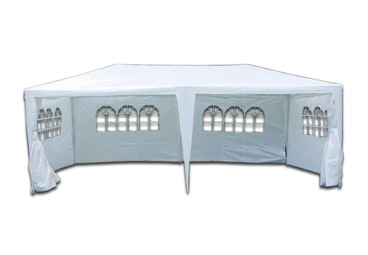 VCM Pavillon   Maße ca. 3×6 m   wasserabweisende 110g / m² PE Plane   Partyzelt mit Seitenteilen   Gartenzelt mit Stahlgestell   Festivalzelt   Weiß | 04051814400612