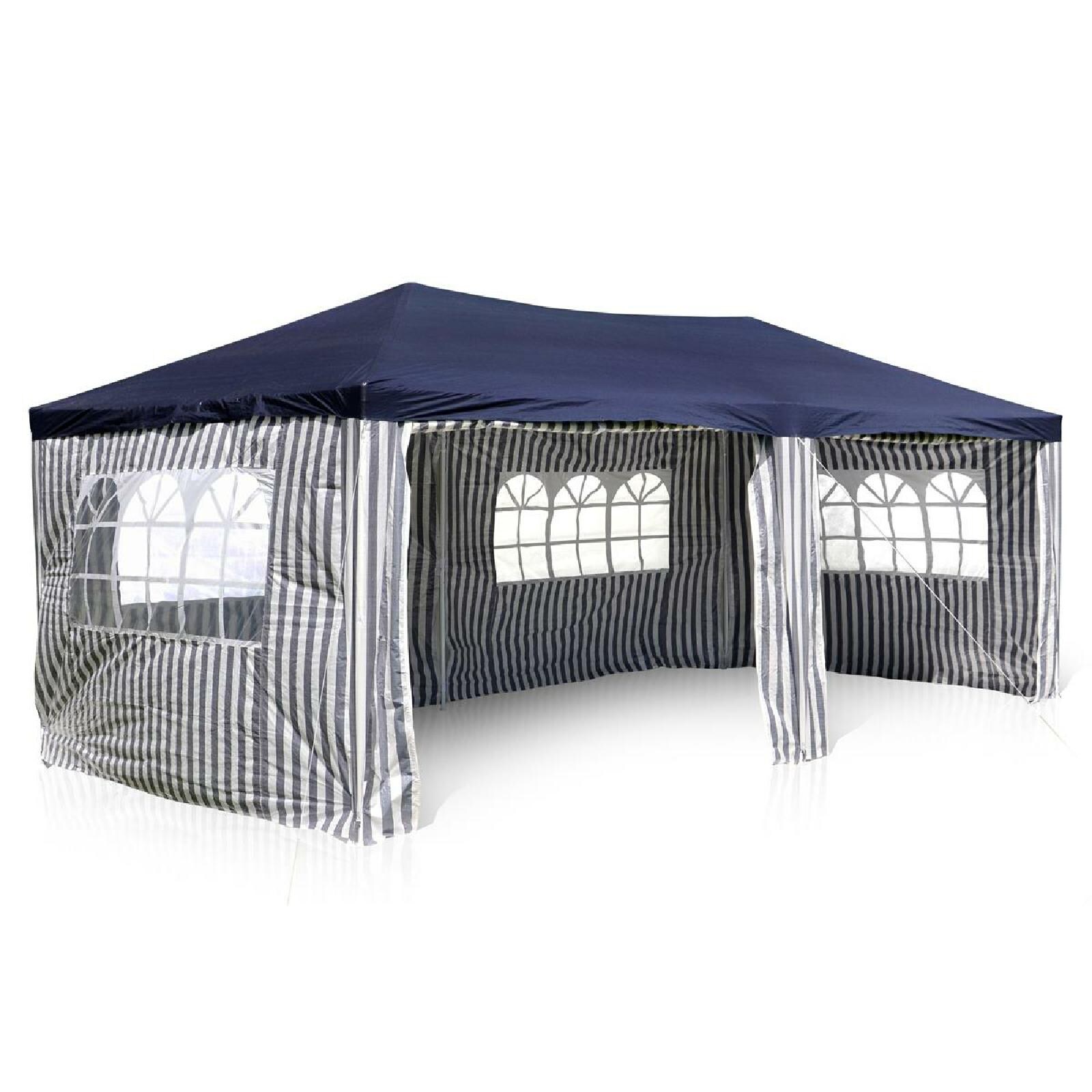 VCM Pavillon Maße ca. 3x6 m wasserabweisende 110g / m² PE Plane Partyzelt Gartenzelt mit Stahlgestell Festivalzelt Blau