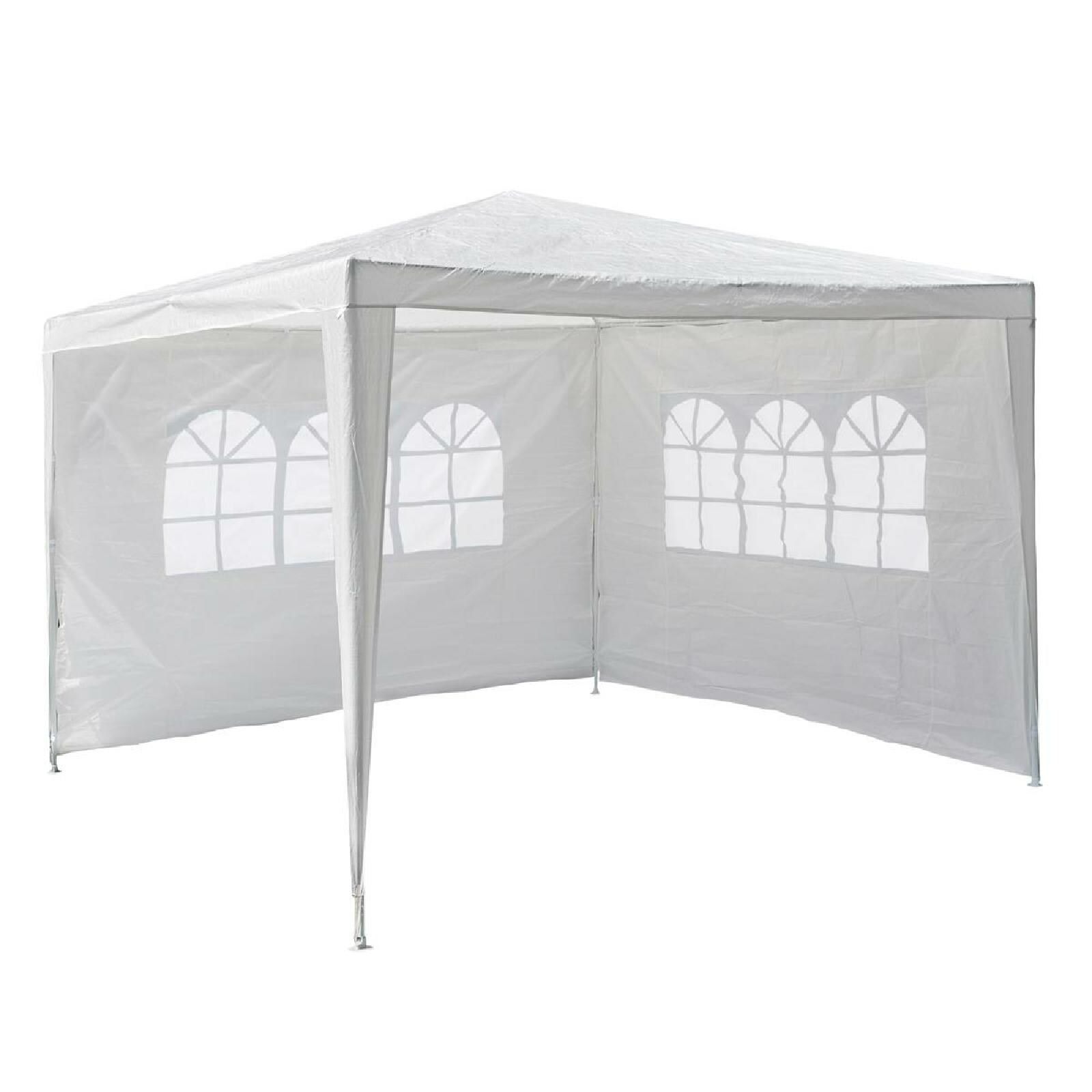 VCM Pavillon | Ma&szlig;e ca. 3x3 m | wasserabweisende 110g / m&sup2; PE Plane | Partyzelt | Gartenzelt | Wei&szlig; - Bild 1