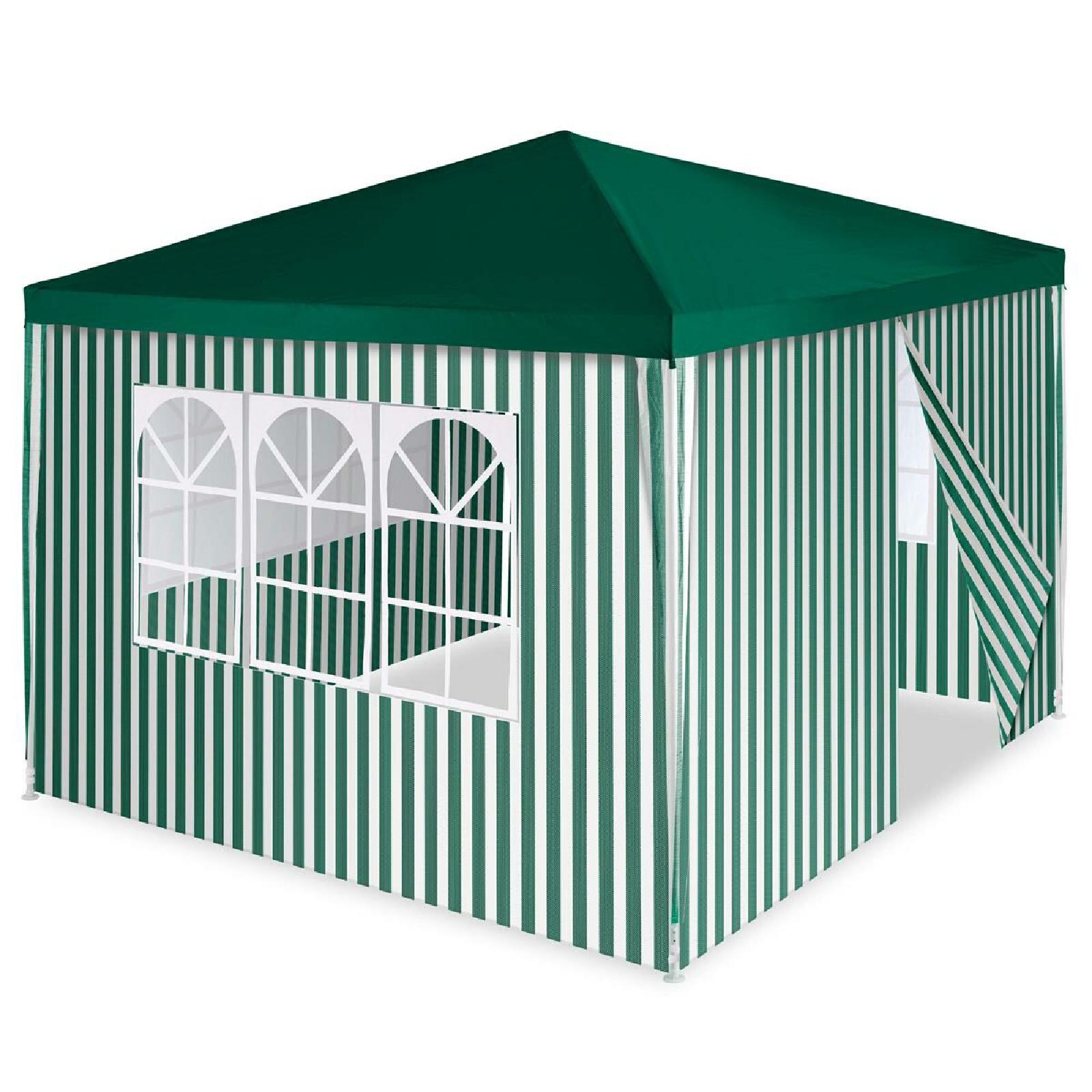 VCM Pavillon Maße ca. 3x3 m wasserabweisende 110g / m² PE Plane Partyzelt Gartenzelt mit 4 Seitenteile Grün