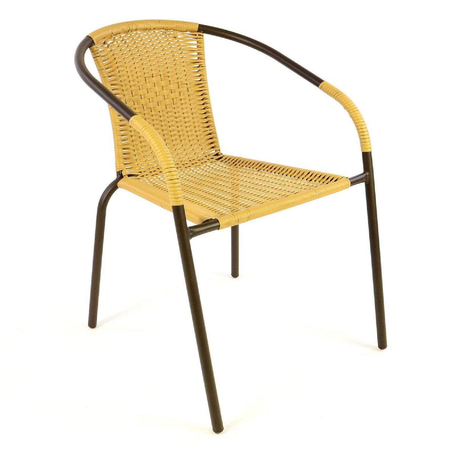 VCM Stapelstuhl Balkonstuhl Bistrostuhl   beige hellbraun    Poly-Rattan   Maße H. 73x B. 53x T. 60 cm | 04051814390111