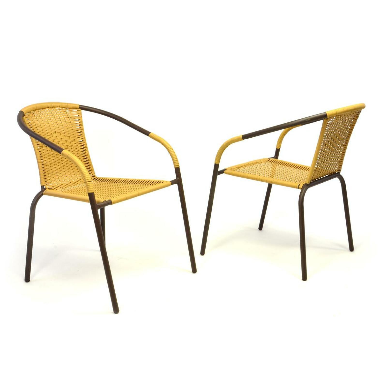 VCM 2er Set Bistrostuhl Stapelstuhl Balkonstuhl Gartenstuhl | beige hellbraun |  Poly-Rattan | Ma&szlig;e H. 73x B. 53x T. 60 cm - Bild 1