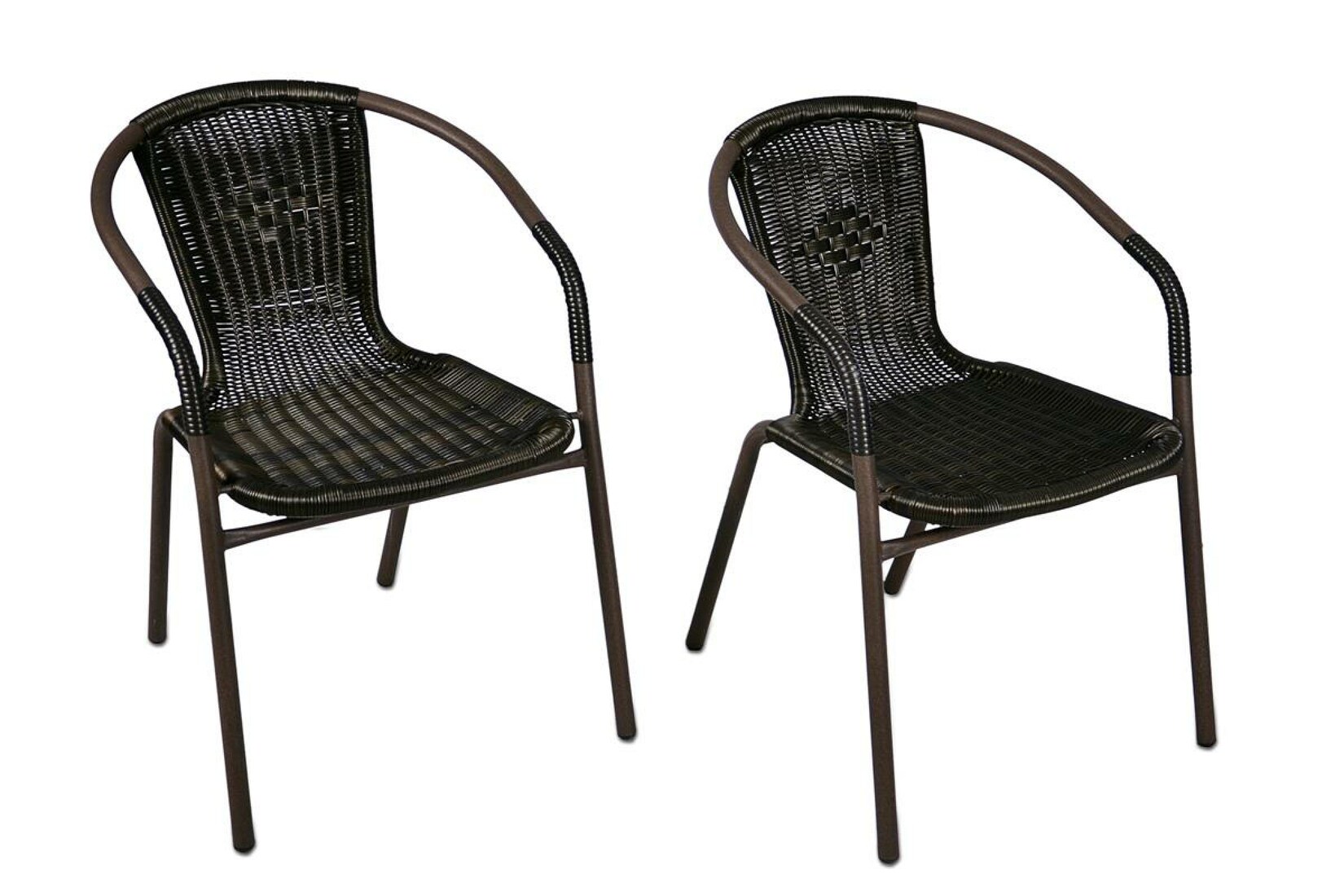 VCM 4er Set Bistrostuhl dunkelbraun Stapelstuhl Maße H. 73 x B. 53 x T. 60 cm Füße mit Gumminoppen Rattanstuhl Poly-Rattan