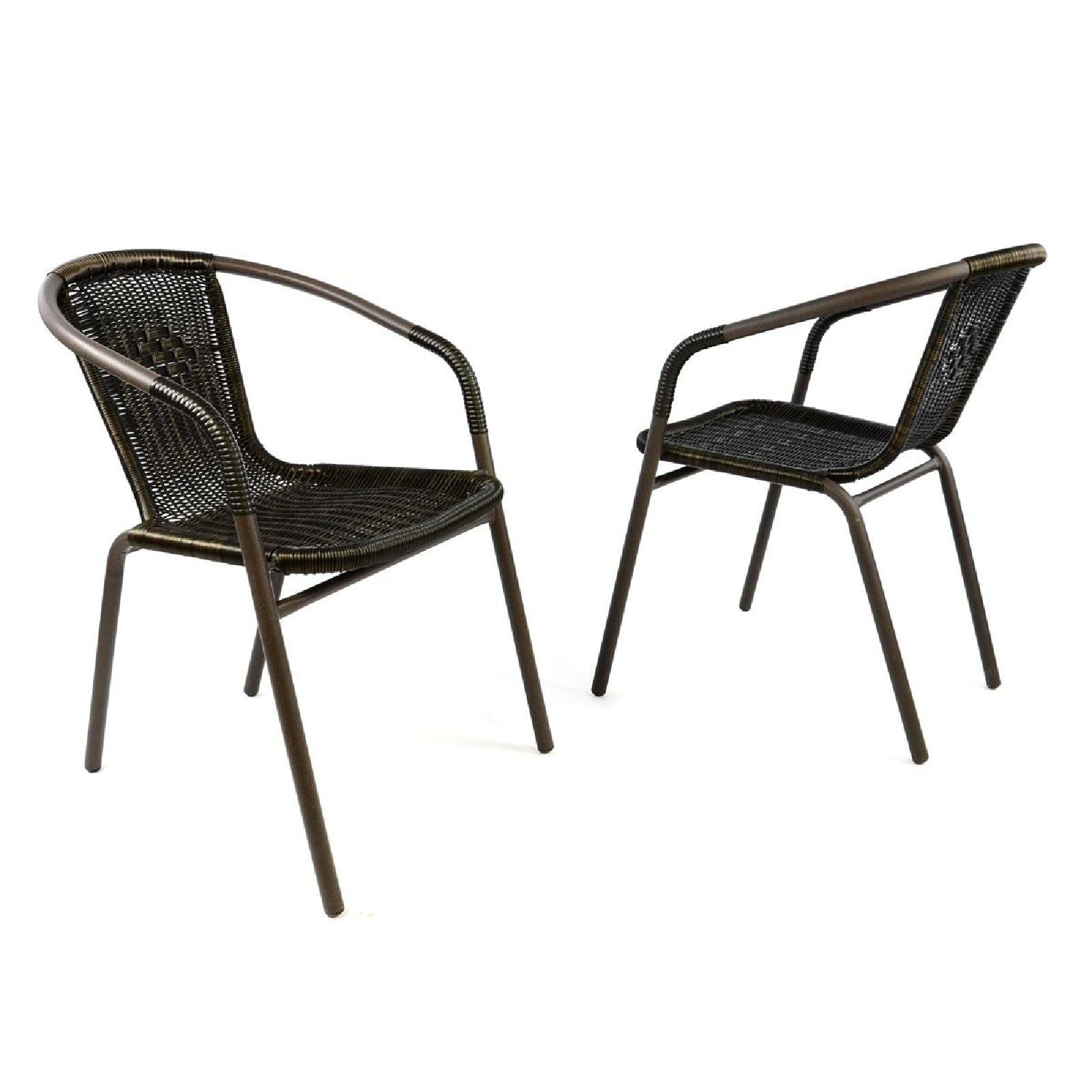 VCM 2er Set Bistrostuhl Stapelstuhl Balkonstuhl Rattanstuhl |  dunkel-braun | Poly-Rattan | F&uuml;&szlig;e mit Gumminoppen | Ma&szlig;e H. 73xB. 53xT. 60 cm - Bild 1
