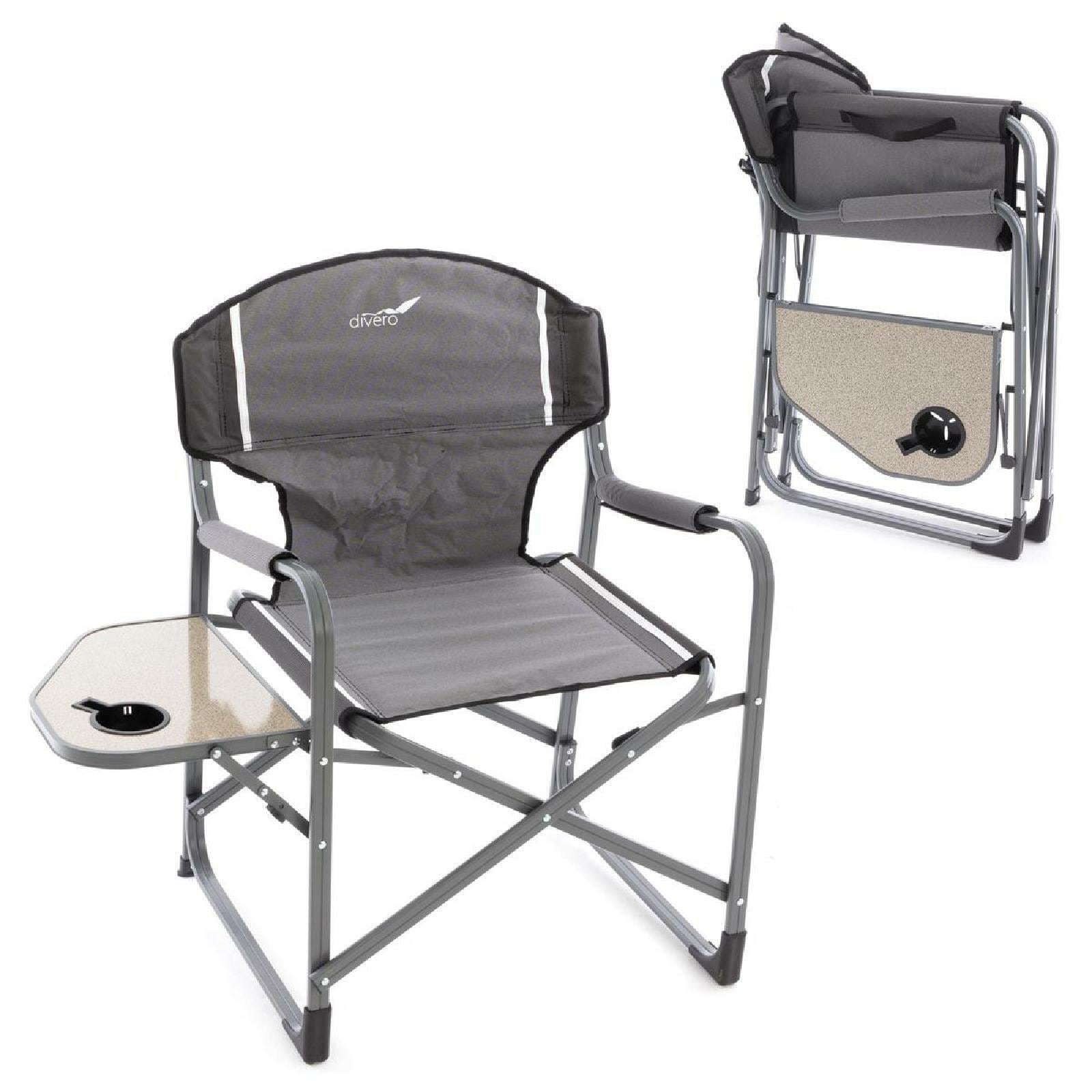VCM 2er Set Angelstuhl Regiestuhl Campingstuhl Strandstuhl | Armlehne mit Getr&auml;nkehalter | klappbar | grau | Ma&szlig;e H. 87xT. 51x B. 59 cm - Bild 1