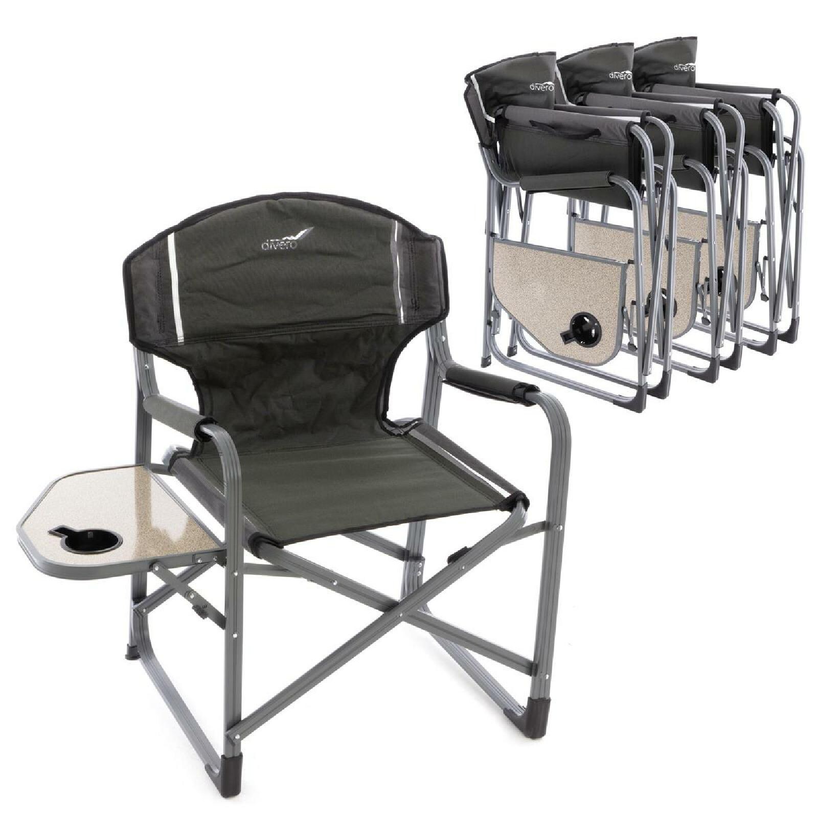 VCM 4er Set Angelstuhl Regiestuhl Campingstuhl Strandstuhl   Armlehne mit Getränkehalter   klappbar   schwarz    Maße H. 87xT. 51xB. 59 cm | 04051814391309