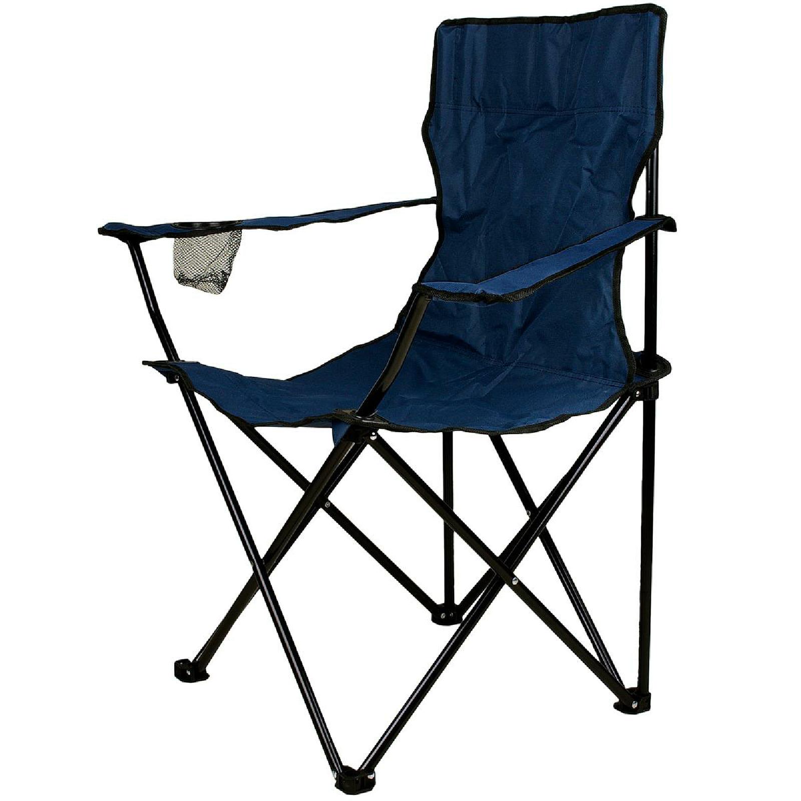 VCM Faltstuhl Campingstuhl Angelstuhl | blau | Armlehne mit Getr&auml;nkehalter | klappbar | Ma&szlig;e H. 90x B.47x L. 47 cm - Bild 1