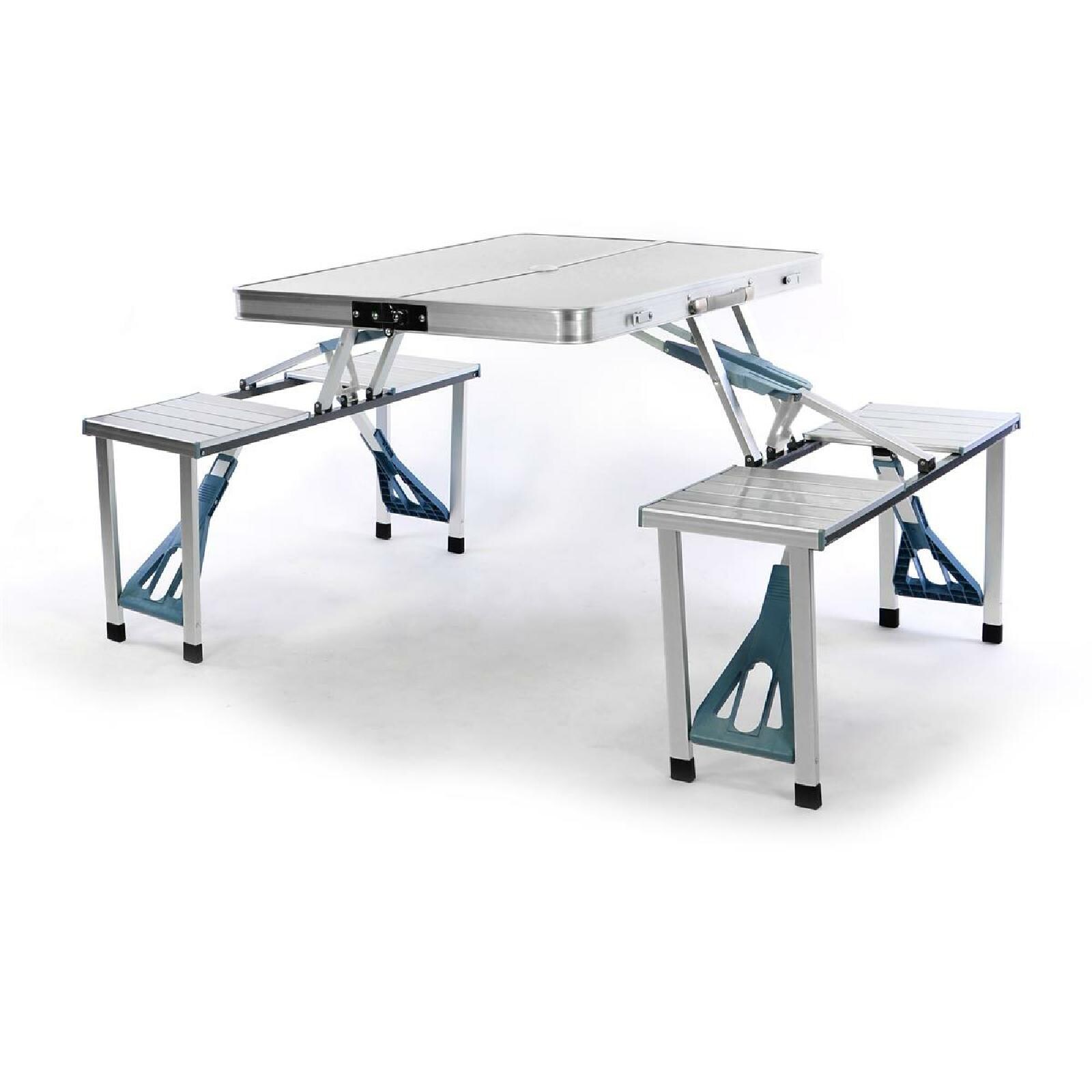 VCM Sitzgruppe klappbar   Klapptisch mit integrierten Sitzbänken   Alu Tisch mit 4 Hocker | 04051814392139