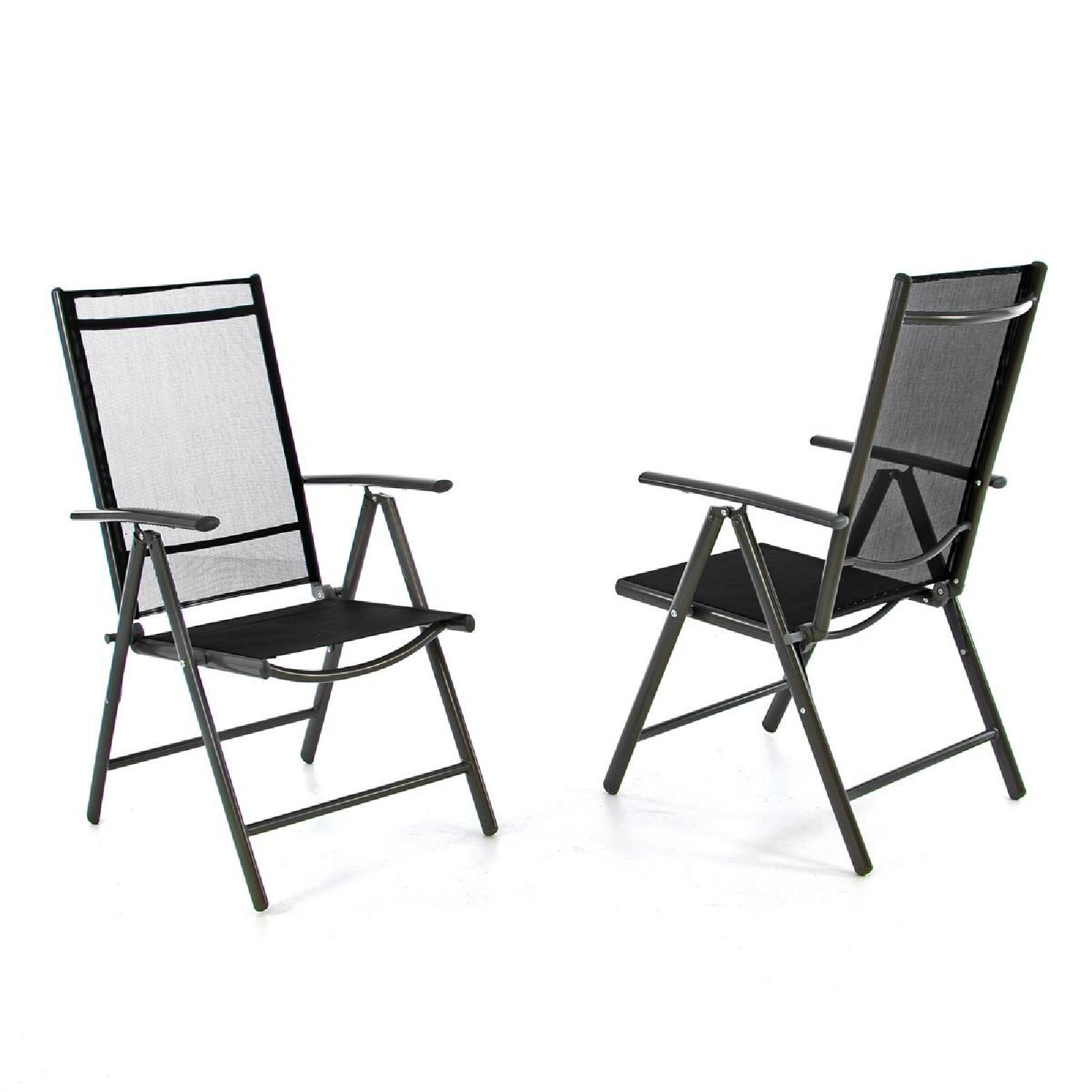 VCM 2er Set Klappstuhl Gartenstuhl schwarz Rahmen anthrazit klappbar verstellbare Lehne Maße B. 56 x T. 65 x H. 105cm
