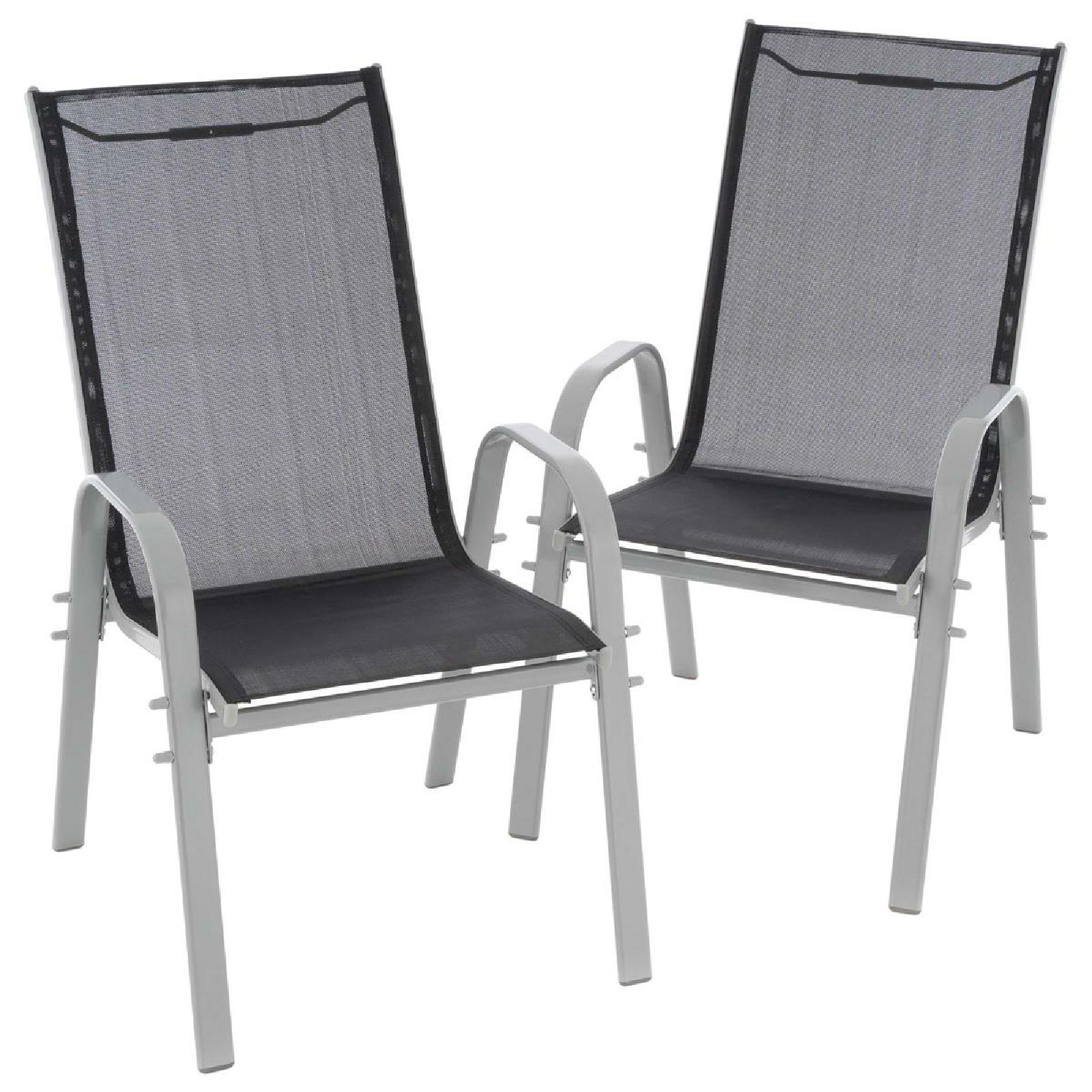 VCM 2er Set Gartenstuhl Stapelstuhl Balkonstuhl Hochlehner | schwarz / Rhamen grau |  stappelbar | Ma&szlig;e H. 97 x B. 56 x T. 64 cm - Bild 1