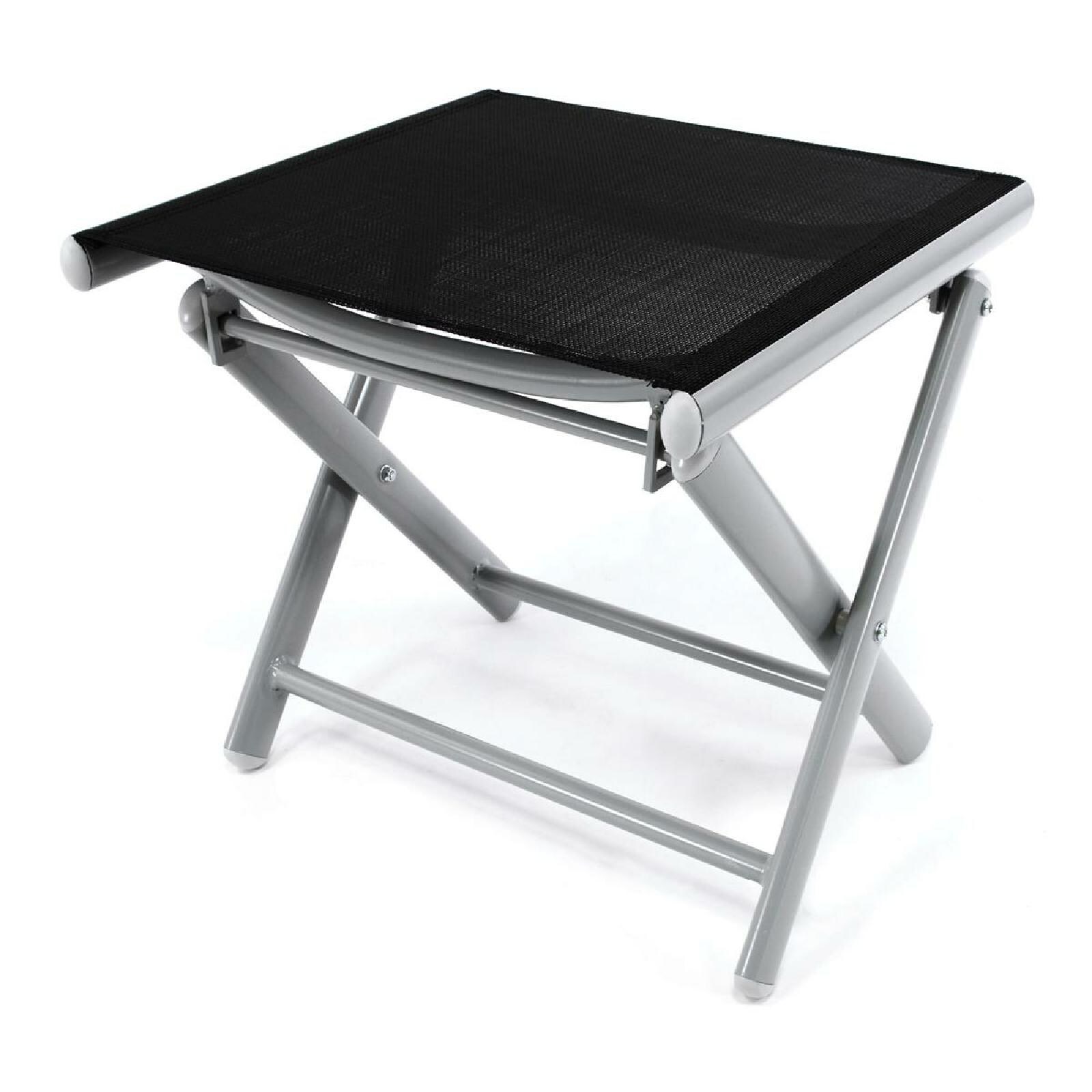 VCM Klapphocker Alu Hocker Sitzhocker   klappbar   schwarz /  Rahmen hellgrau   pflegeleicht   Maße B. 43 x T. 38 x H. 40 cm | 04051814392467
