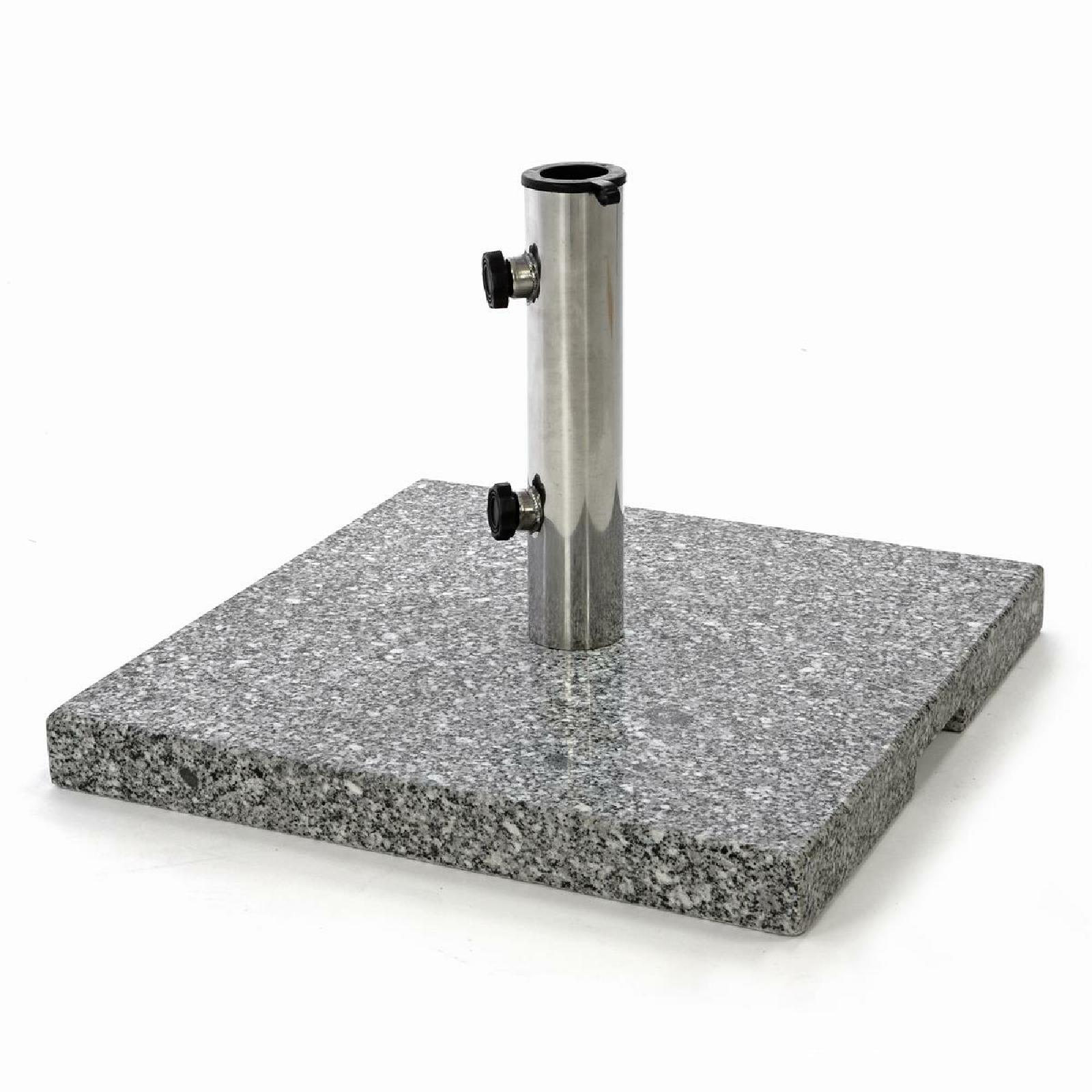 VCM Sonnenschirmst&auml;nder | 26 kg Granit | grau eckig | Edelstahlh&uuml;lse | 45x45 cm - Bild 1