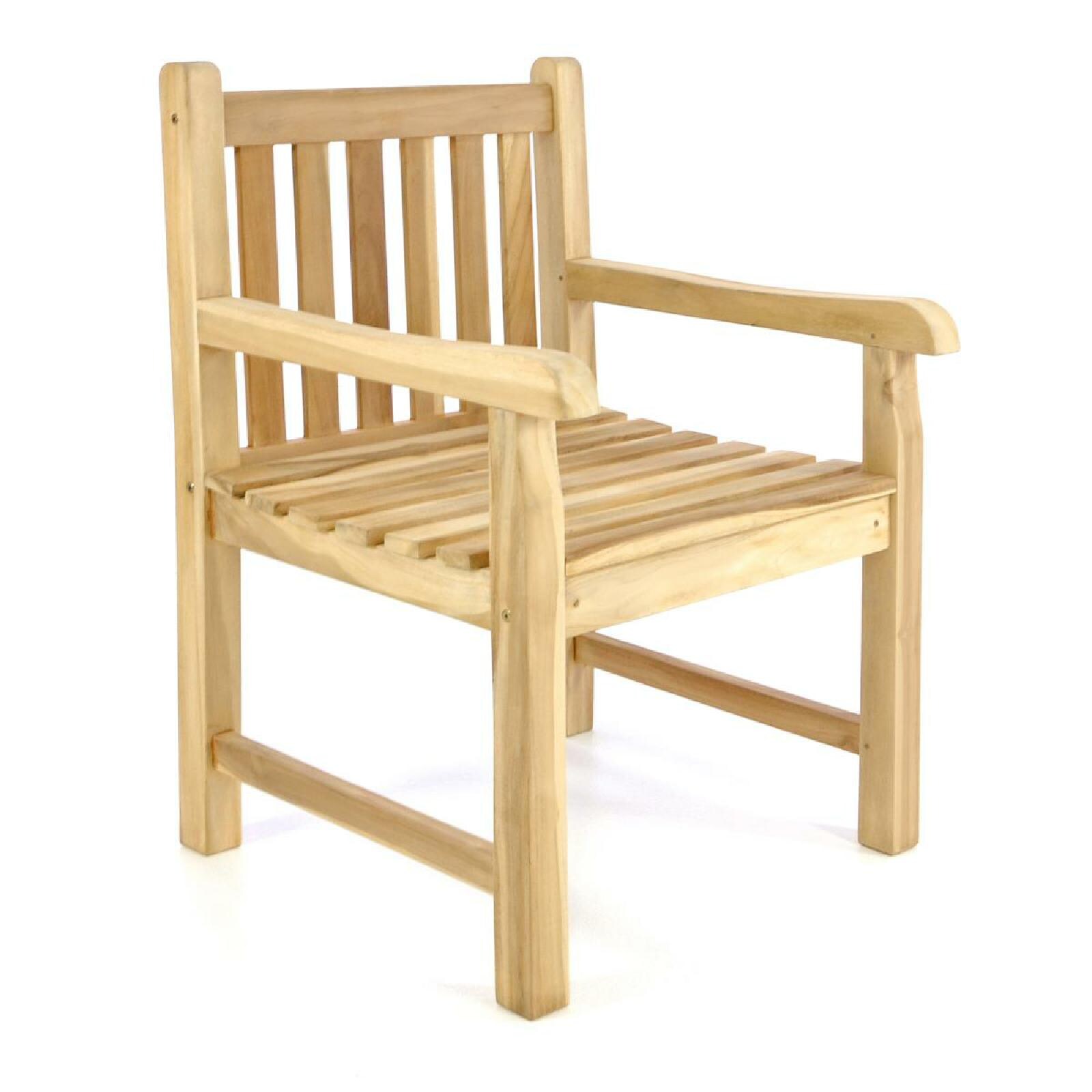 VCM Gartenstuhl Gartensessel Landhaus Style Teak Holz unbehandelt stilvoll braun Maße H 91 cm x B 60 cm x T 62 cm