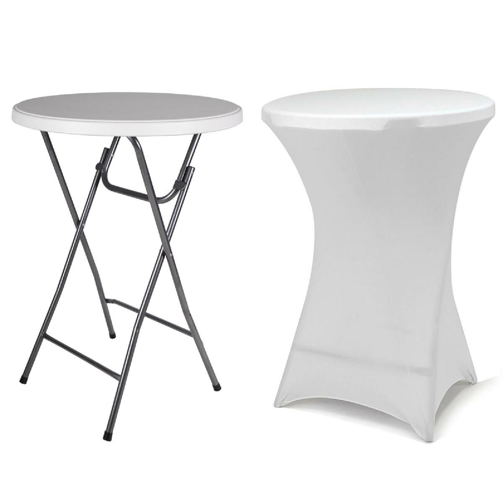 VCM Klapptisch Partytisch mit Husse Tisch rund Gartentisch klappbar Bartisch 110 cm rund