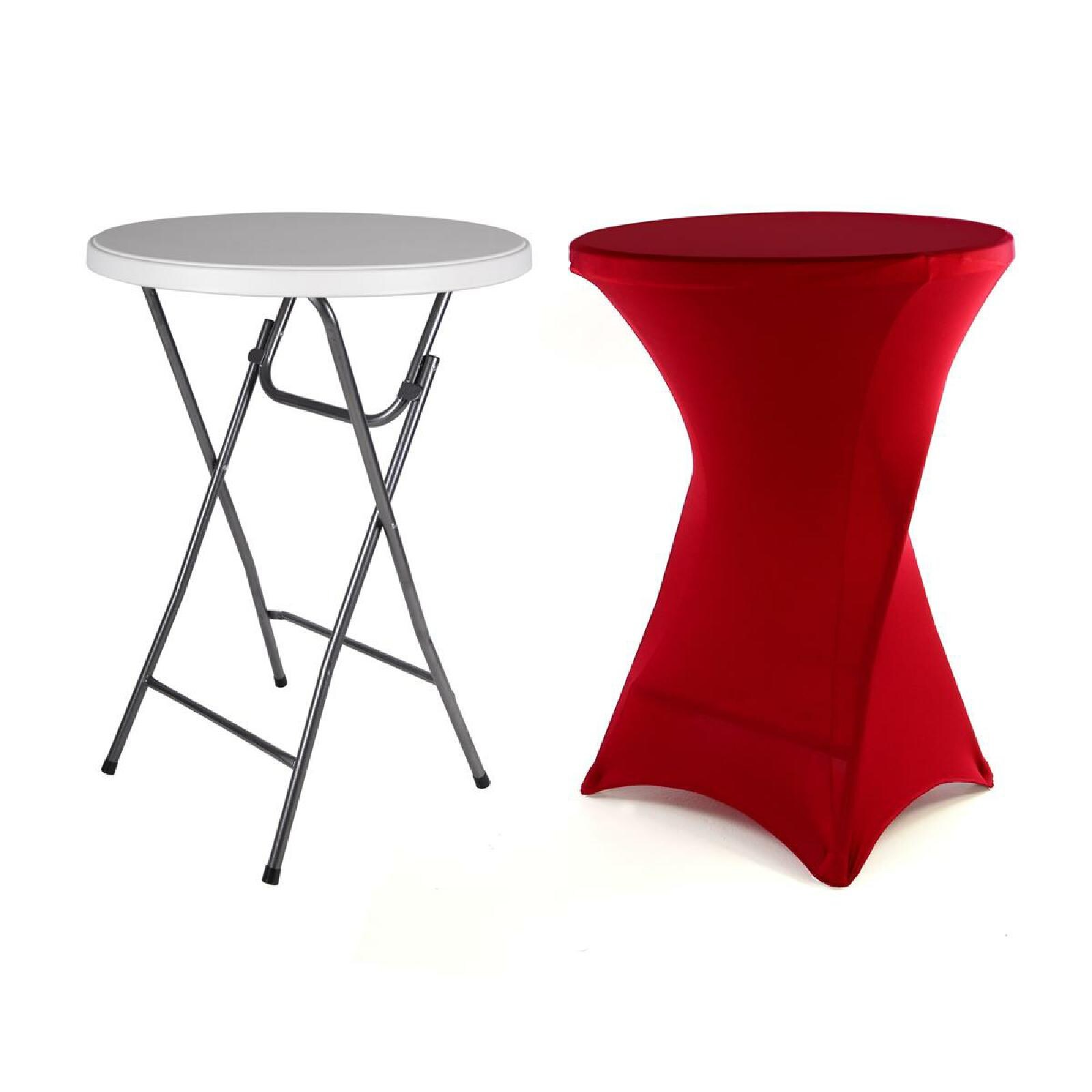 VCM Klapptisch Partytisch mit Husse Tisch rund Gartentisch klappbar Bartisch 110 cm rund