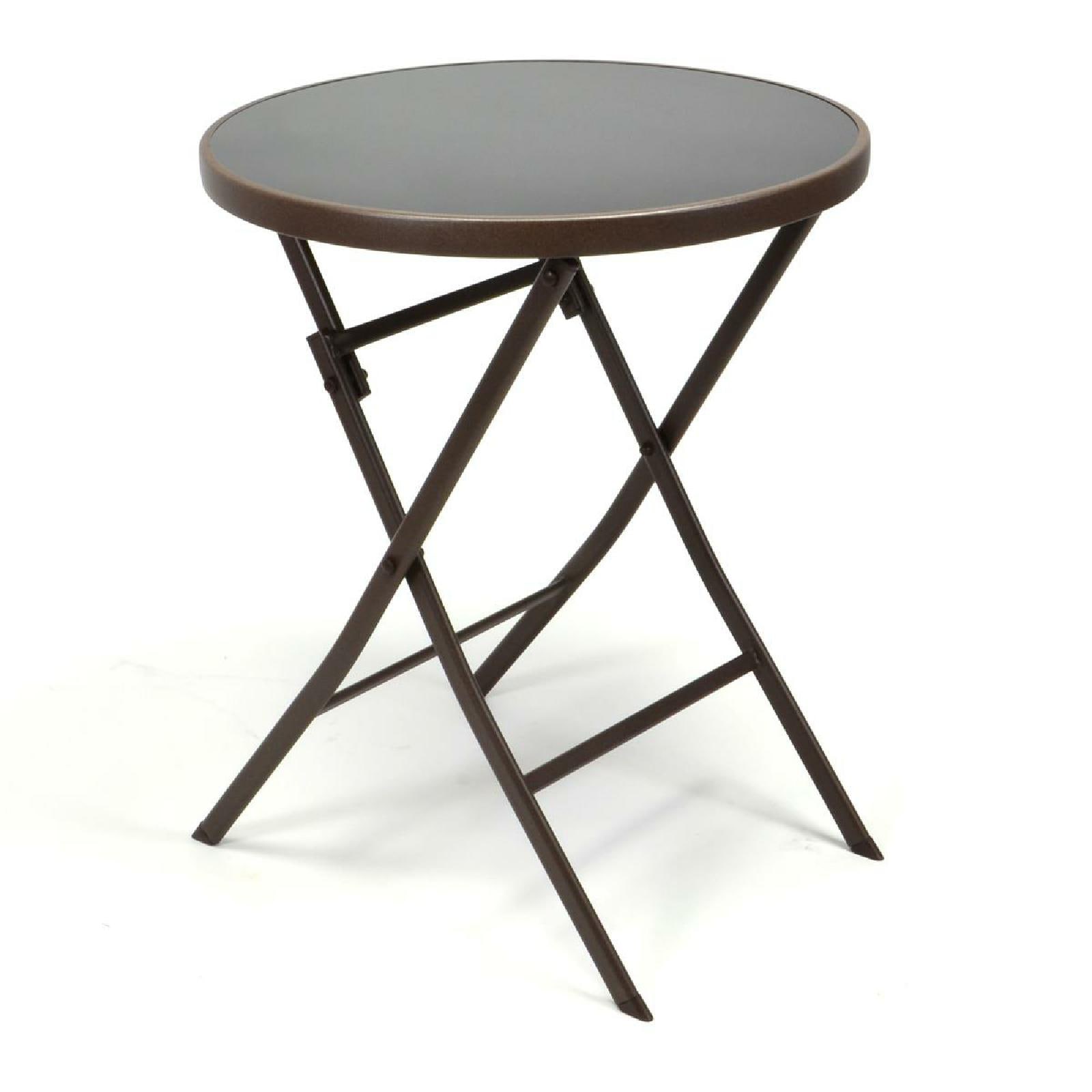 VCM Klapptisch | Glastisch | Stehtisch braun | klappbar Bistrotisch | Bartisch | Terrassentisch | &Oslash; 60cm - Bild 1