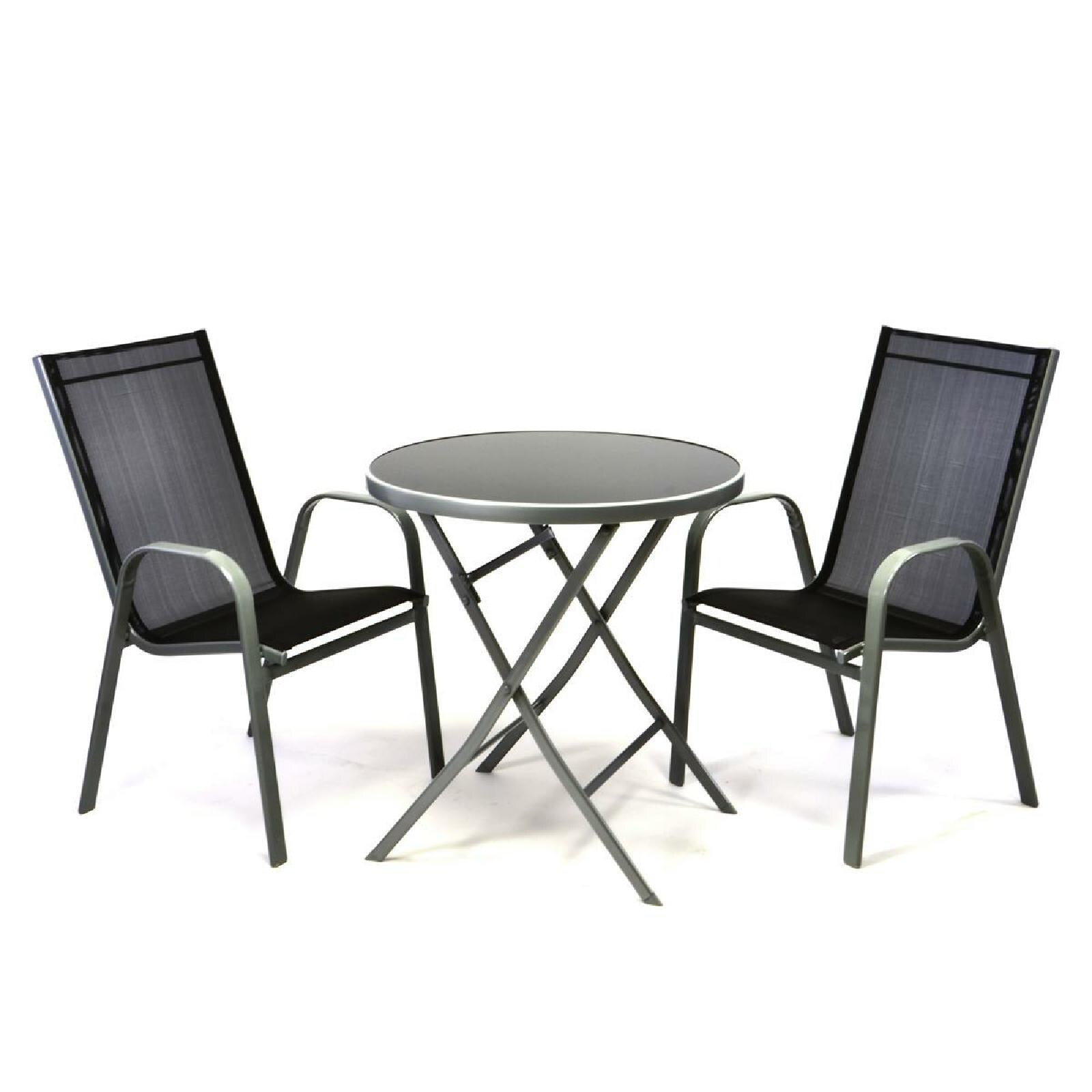 VCM 3-tlg. Gartenm&ouml;belset | Gartengarnitur | Klapptisch | Schwarz | Sitzgarnitur | Bistroset - Bild 1