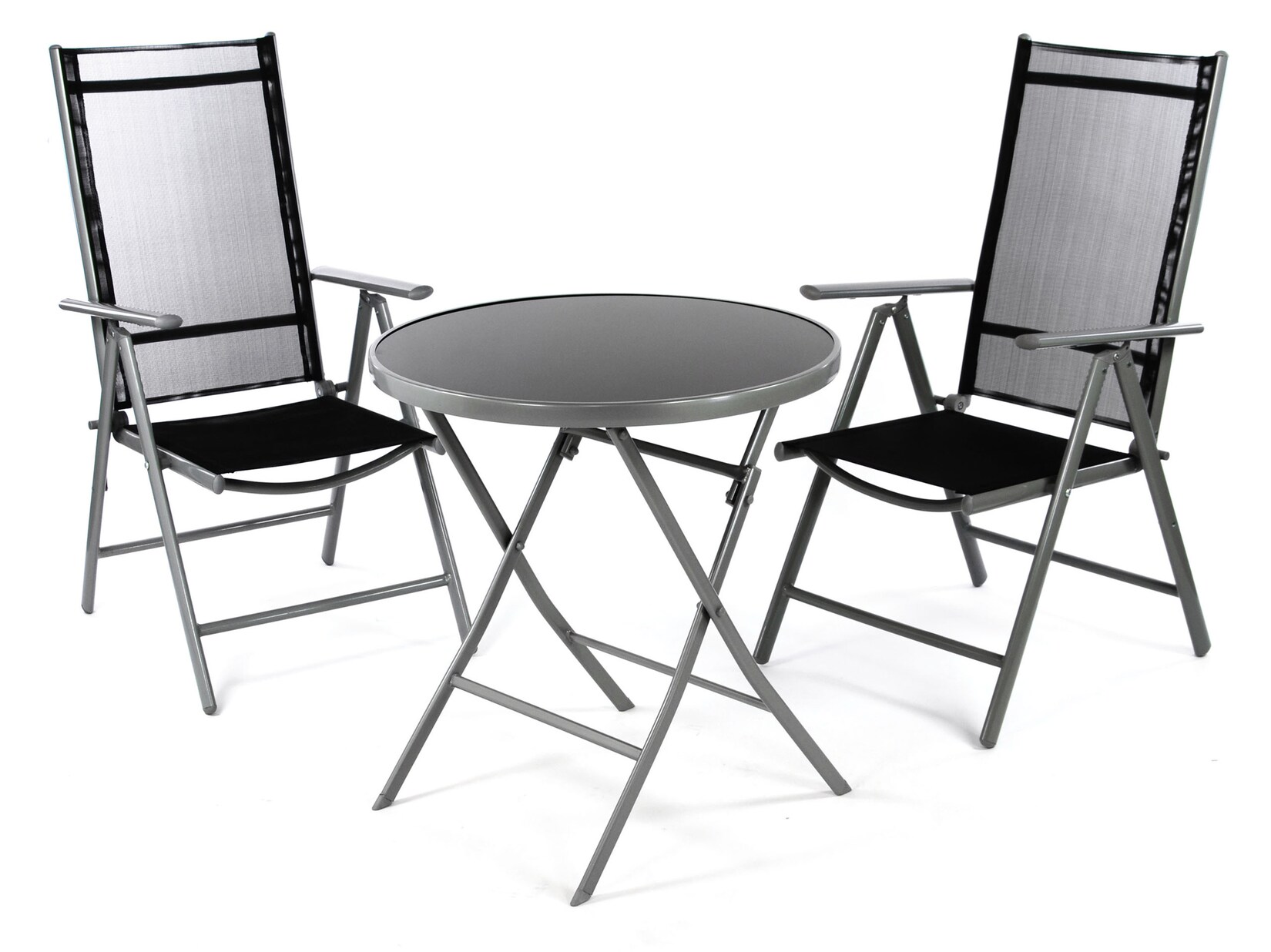 VCM 3-tlg. Gartenmöbelset   Gartengarnitur   Klapptisch   Stapelstühle   Schwarz   Garten-Set | 04051814394256
