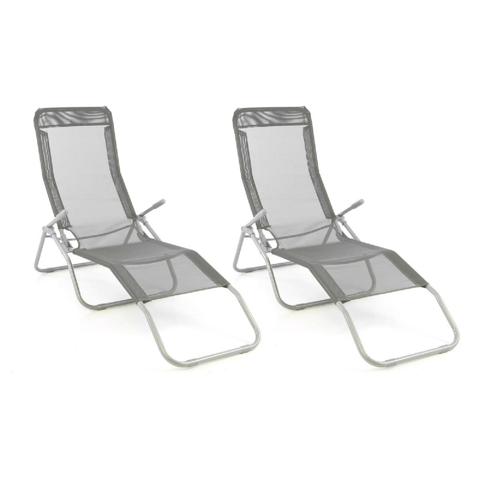 VCM 2er Set | Liegestuhl | |Gartenliege | Ma&szlig;e 160x48x100cm | Sonnenliege | Liegestuhl Liege | Relaxliege | Grau - Bild 1