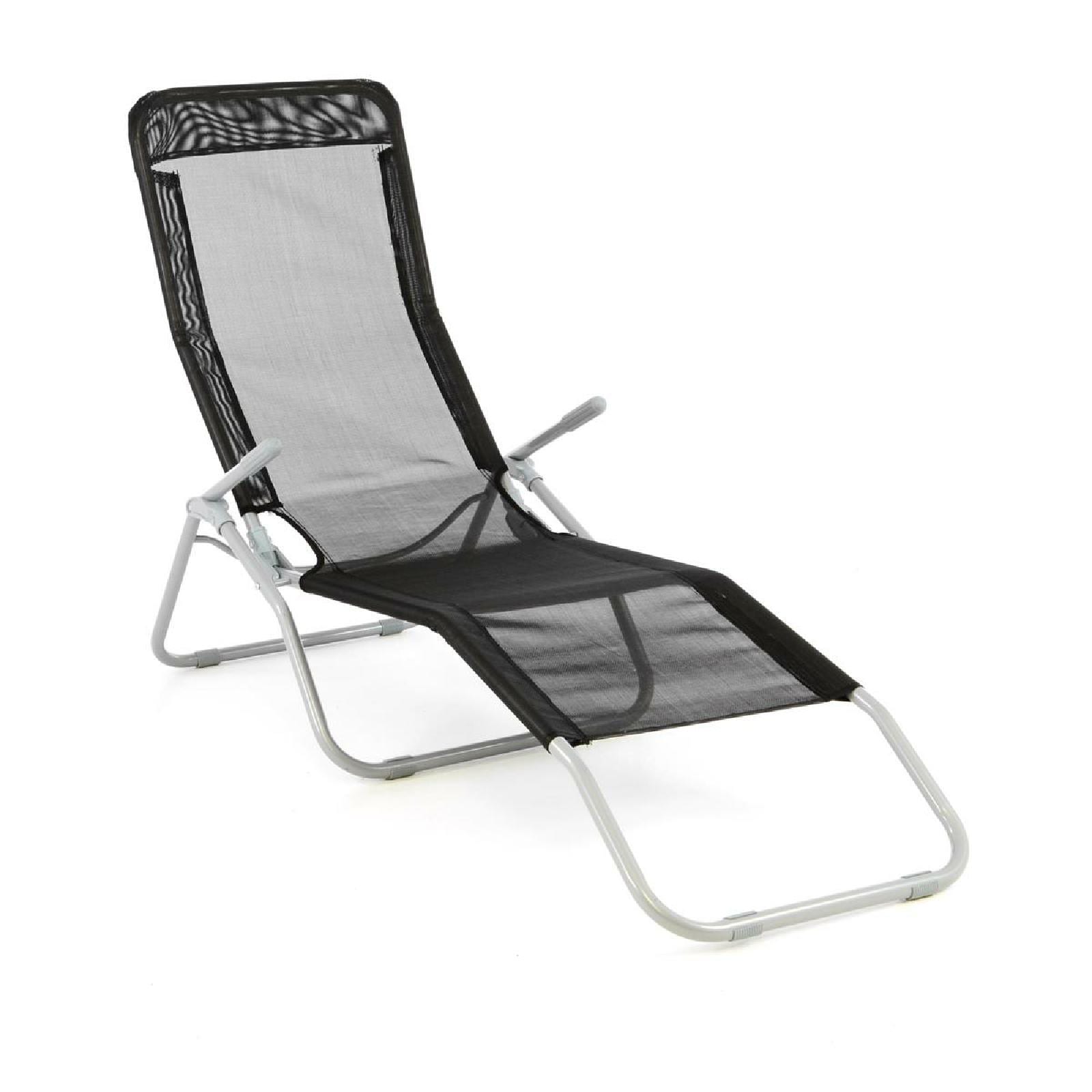 VCM Liegestuhl | |Gartenliege | Ma&szlig;e 160x48x100cm | Sonnenliege | Liegestuhl Liege | Relaxliege | Schwarz - Bild 1