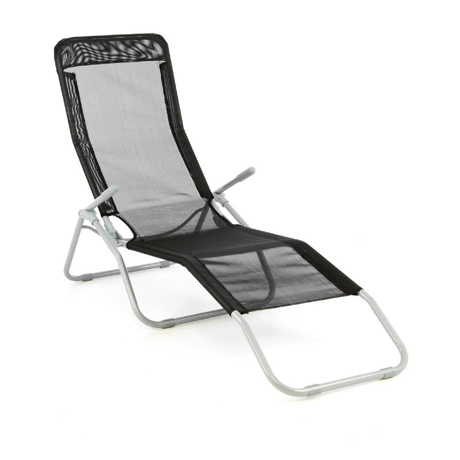 VCM Liegestuhl | |Gartenliege | Ma&szlig;e 160x48x100cm | Sonnenliege | Liegestuhl Liege | Relaxliege | Schwarz - Bild 1