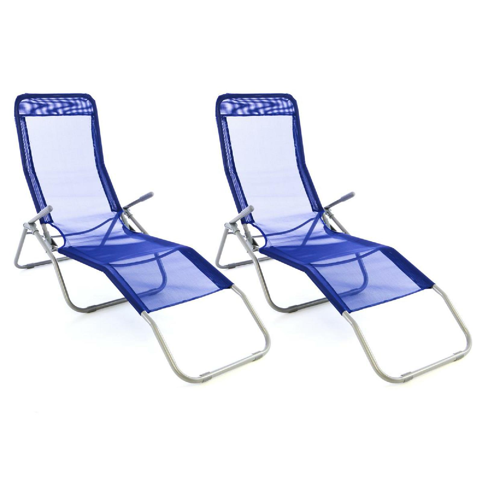 VCM 2er Set | Liegestuhl | |Gartenliege | Ma&szlig;e 160x48x100cm | Sonnenliege | Liegestuhl Liege | Relaxliege | Blau - Bild 1