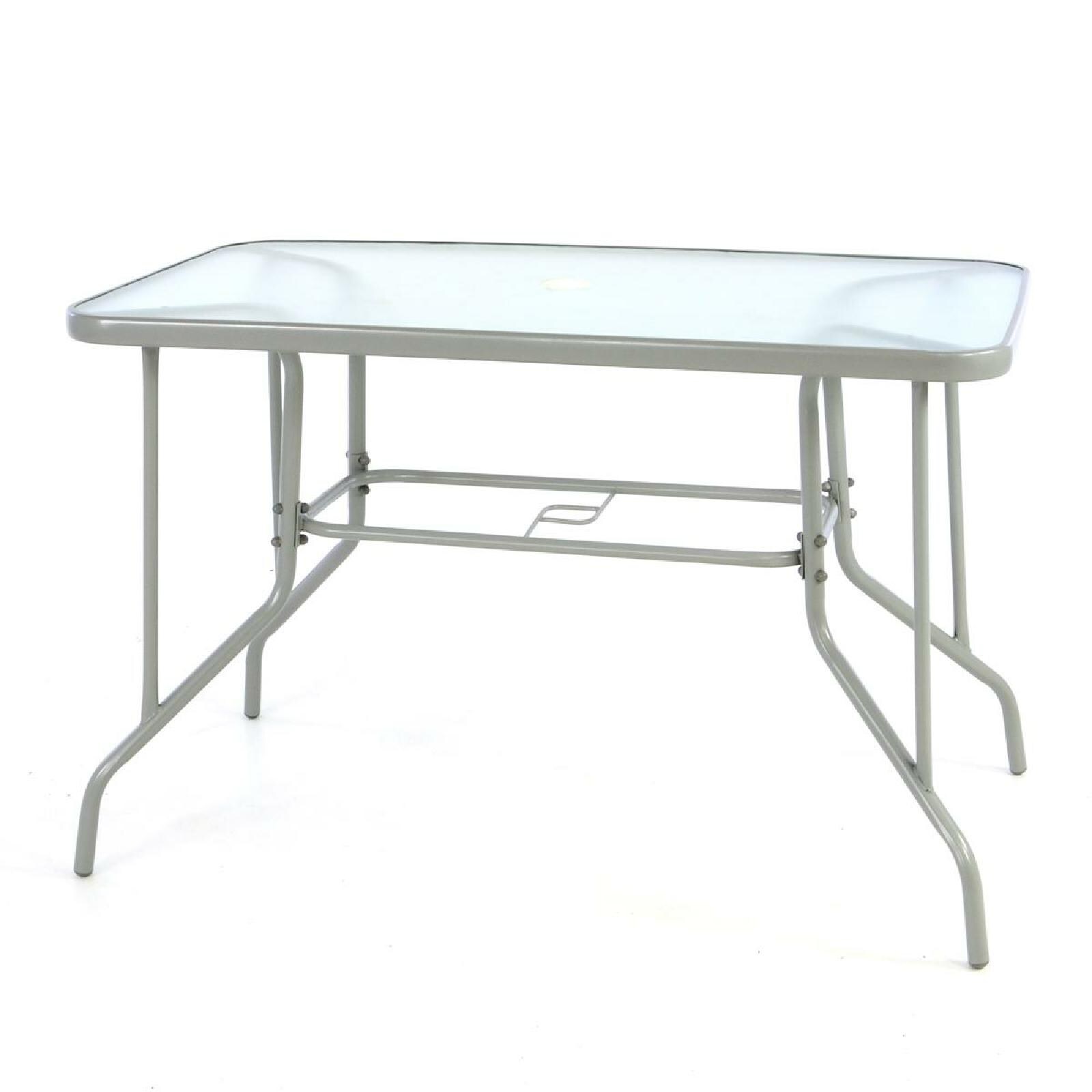 VCM Bistrotisch mit Glasplatte | Ma&szlig;e 110x60x72 cm | Glastisch mit Schirmloch | Gartentisch | Terrassentisch | Tisch - Bild 1